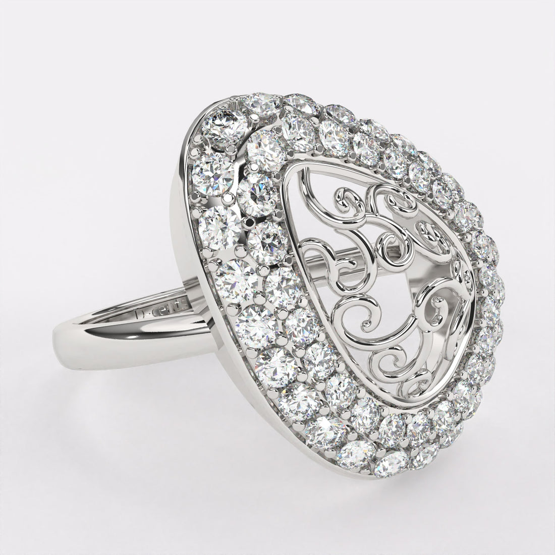 Classic Gold Pear Diamond Ring in 925 Silver