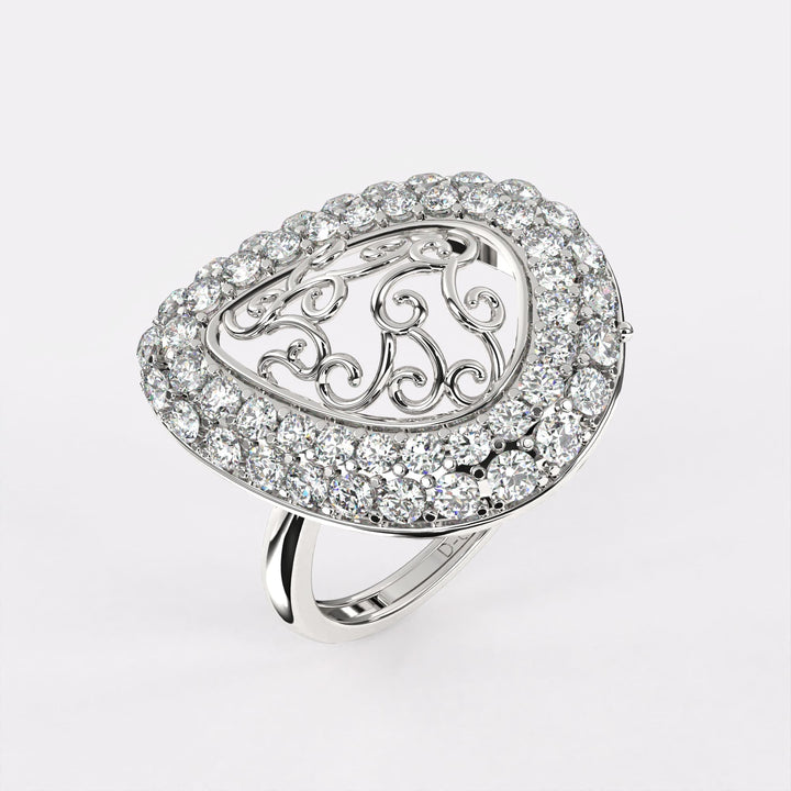 Classic Gold Pear Diamond Ring in 925 Silver
