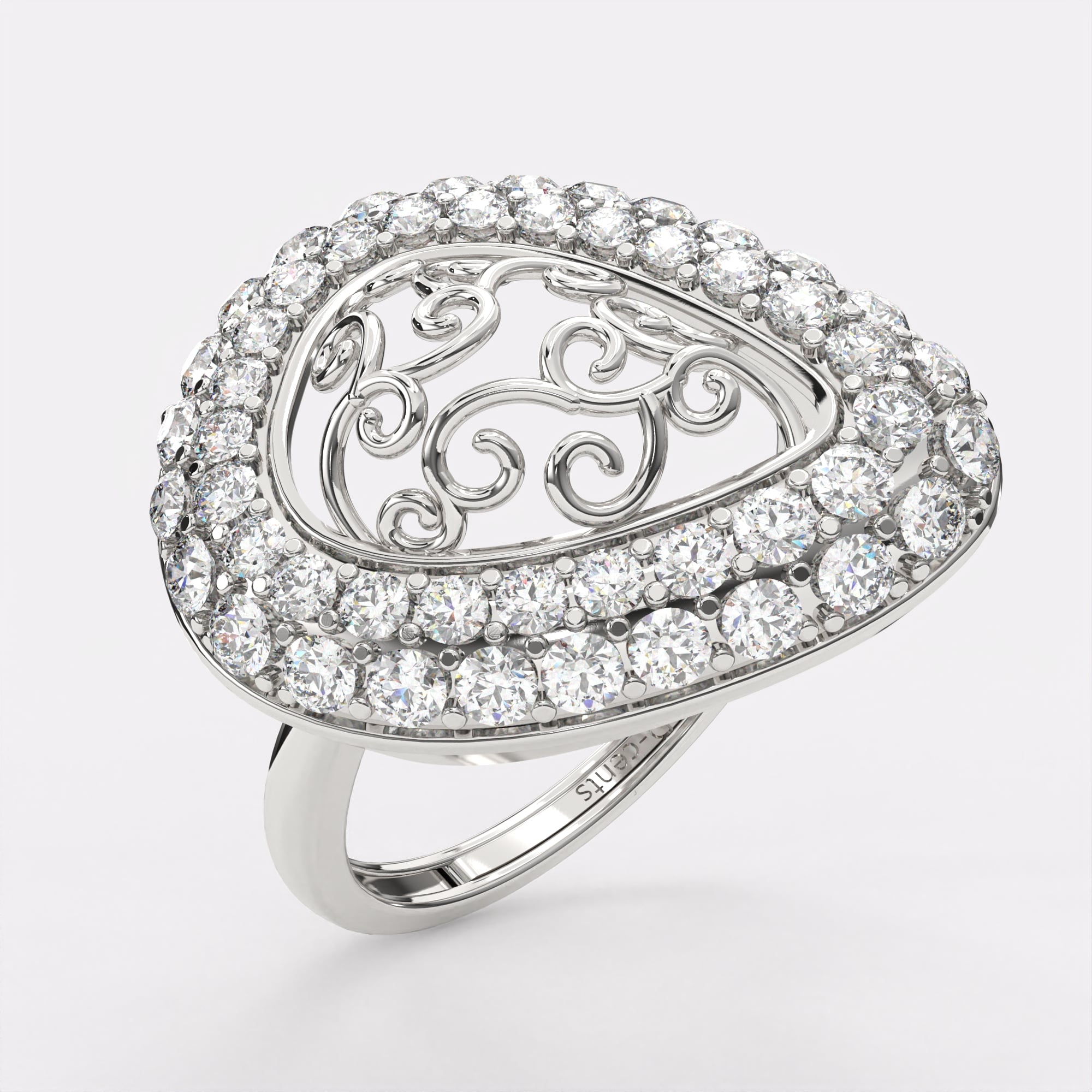 Classic Gold Pear Diamond Ring in 925 Silver
