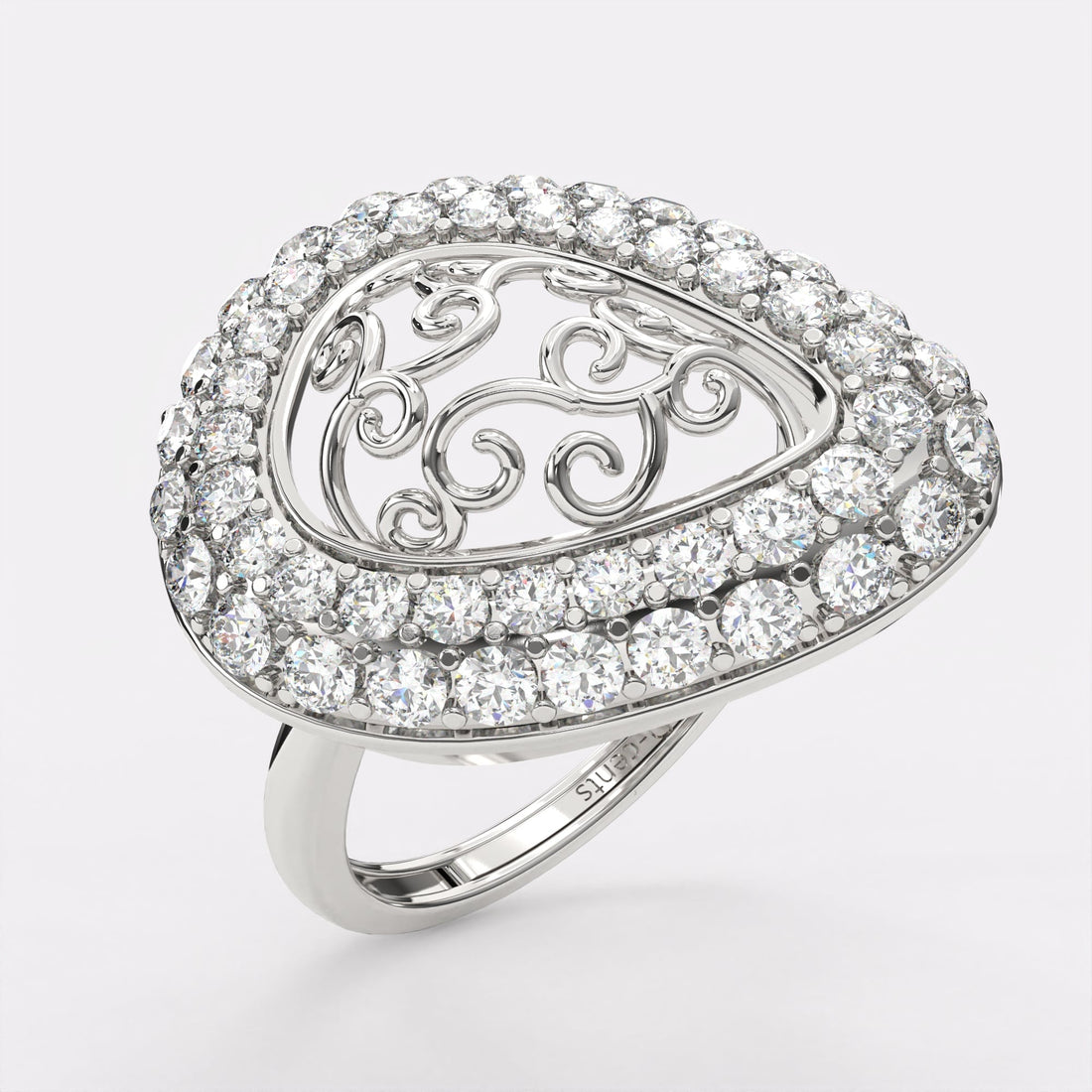 Classic Gold Pear Diamond Ring in 925 Silver