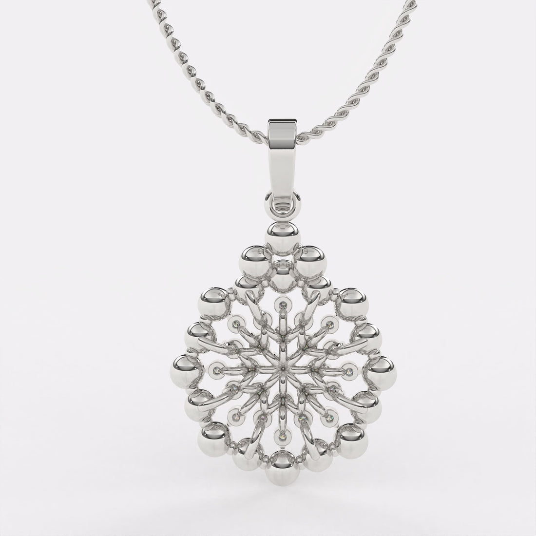 Classic Halo Diamond Pendant In 925 Silver