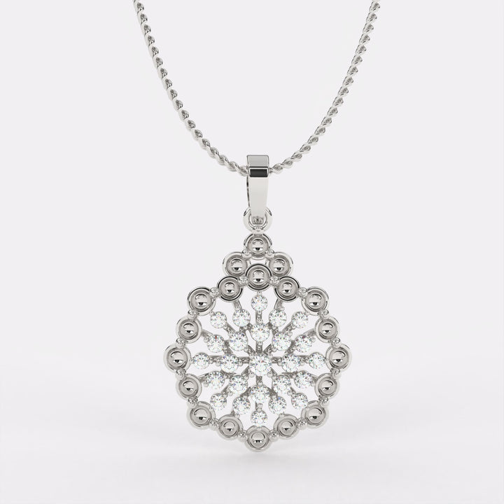 Classic Halo Diamond Pendant In 925 Silver
