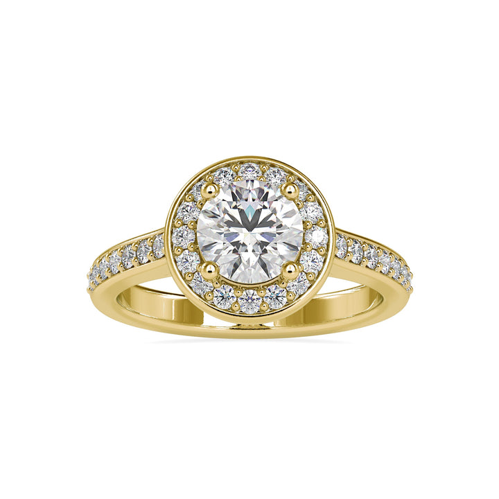 Classic Halo Diamond Ring with Side Accents