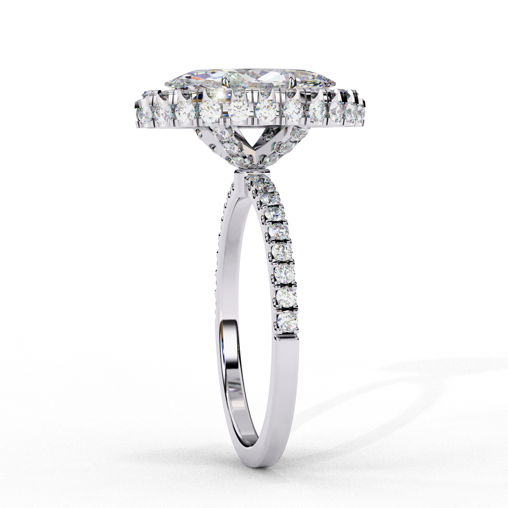 Classic Marquise Cut Solitaire Ring with Pave Ring11