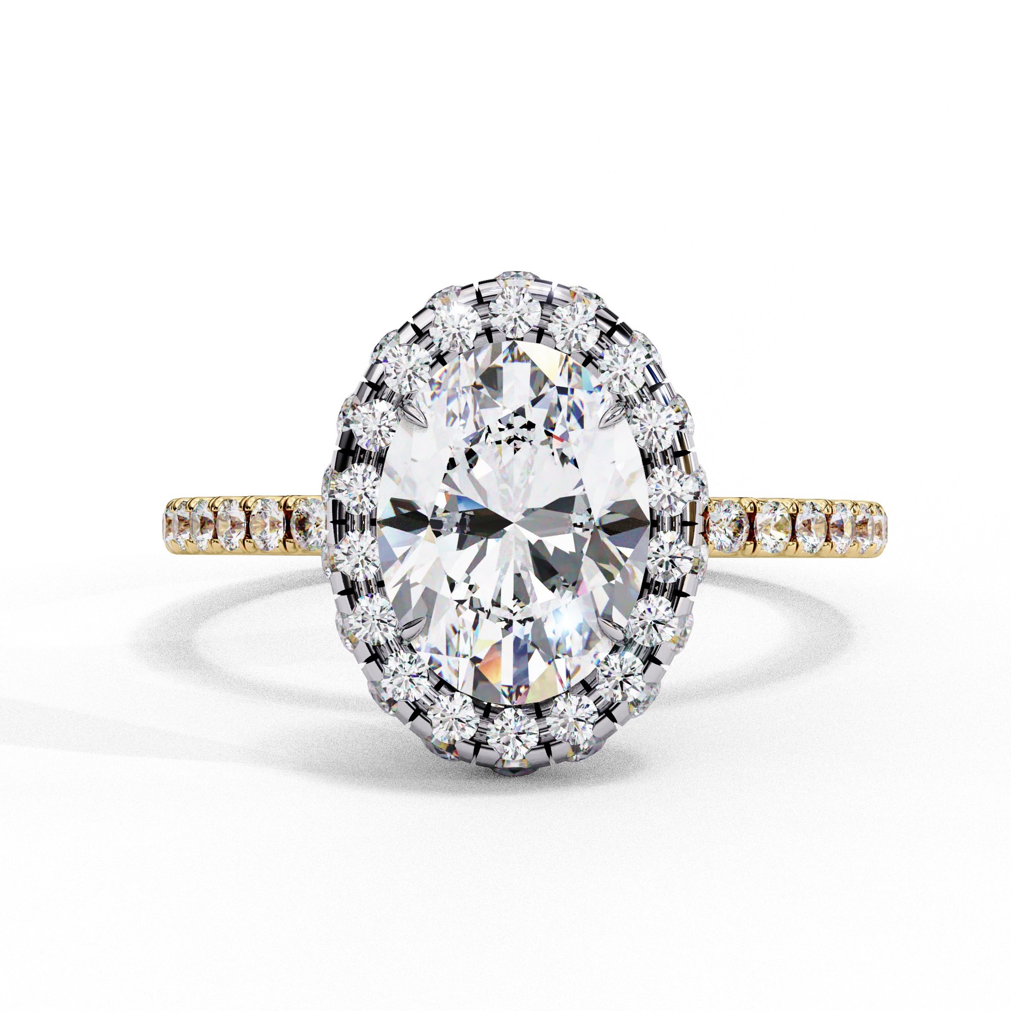 Classic Oval Cut Solitaire Ring with Pave Ring