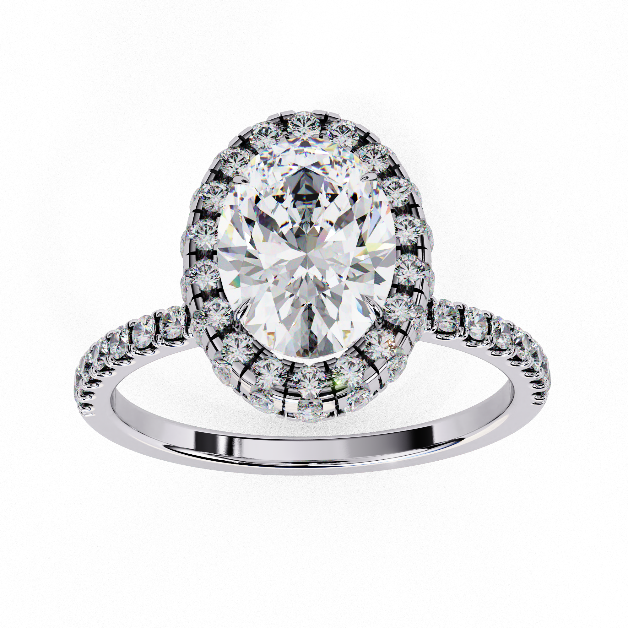 Classic Oval Cut Solitaire Ring with Pave Ring10