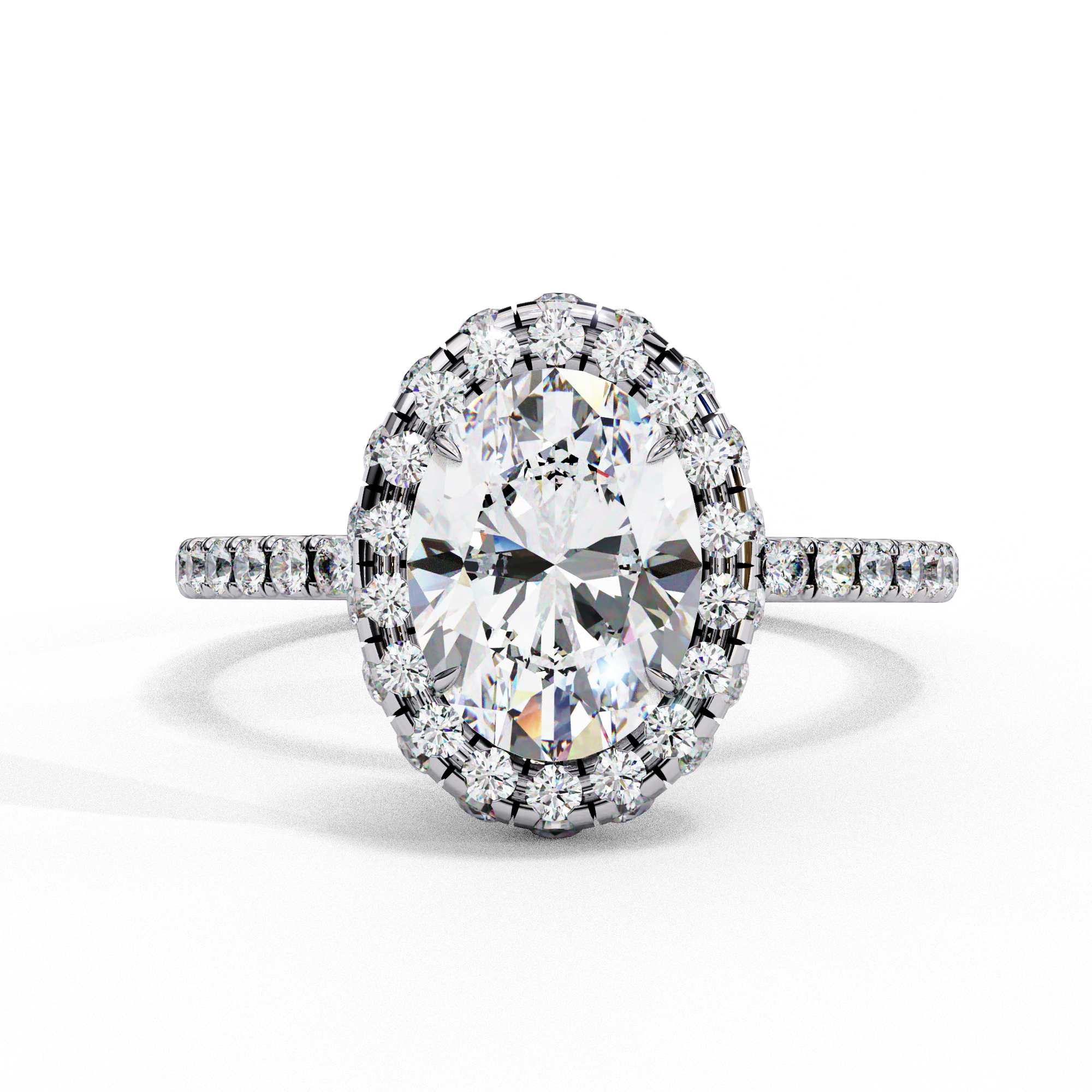 Classic Oval Cut Solitaire Ring with Pave Ring11