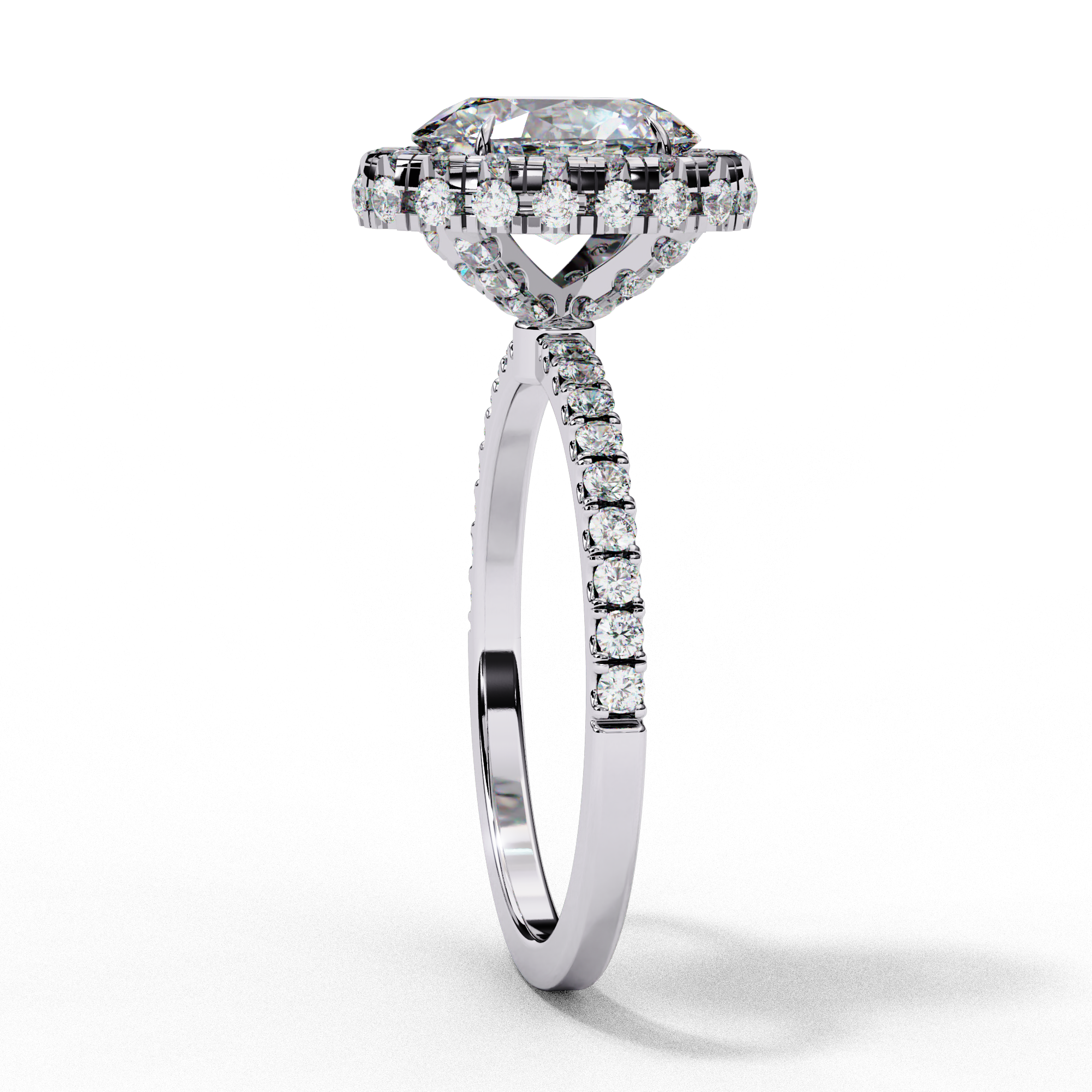 Classic Oval Cut Solitaire Ring with Pave Ring13