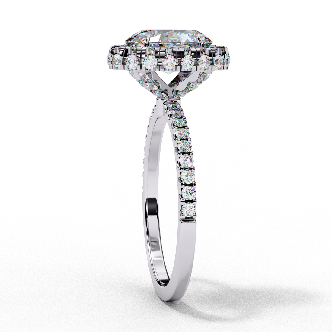 Classic Oval Cut Solitaire Ring with Pave Ring13