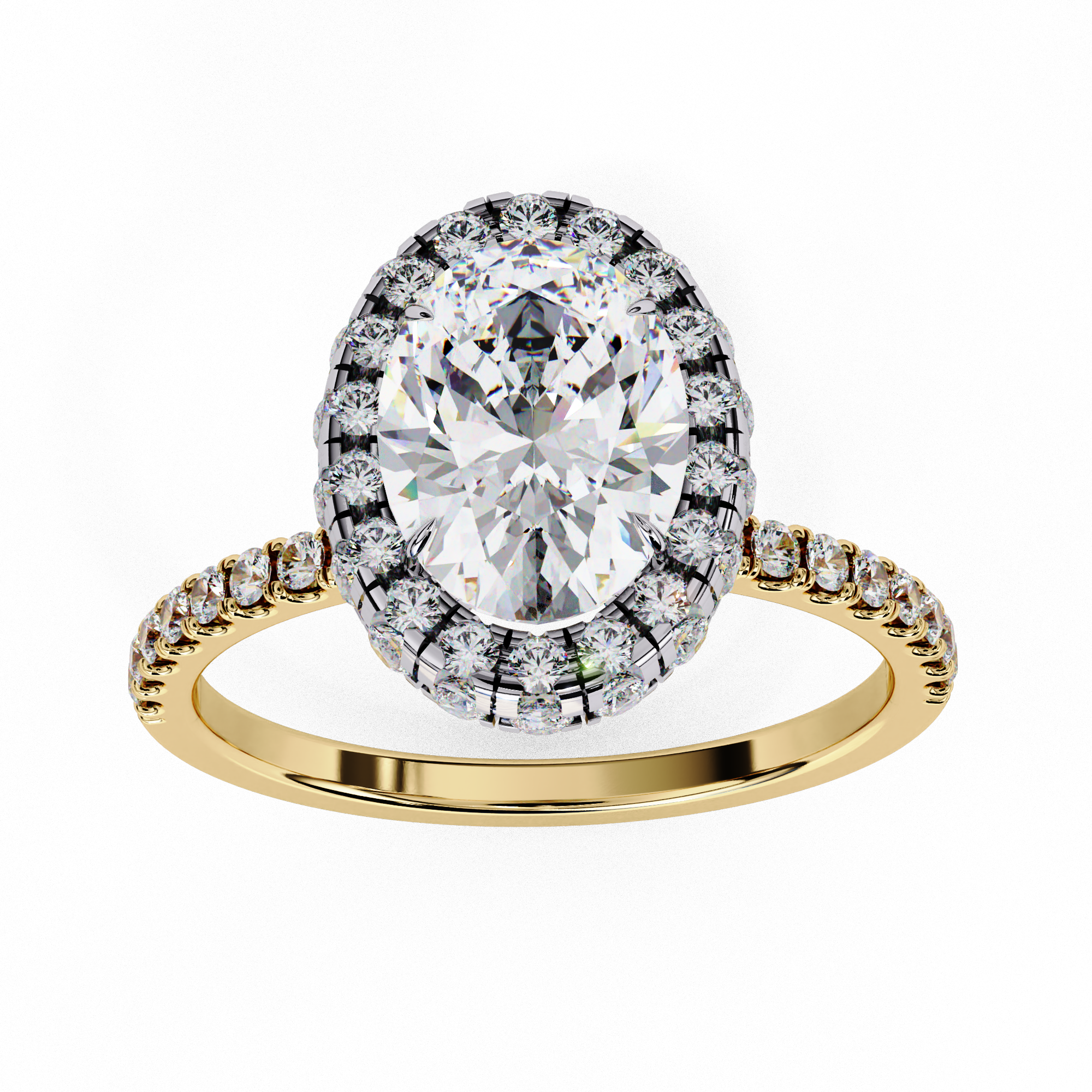 Classic Oval Cut Solitaire Ring with Pave Ring2
