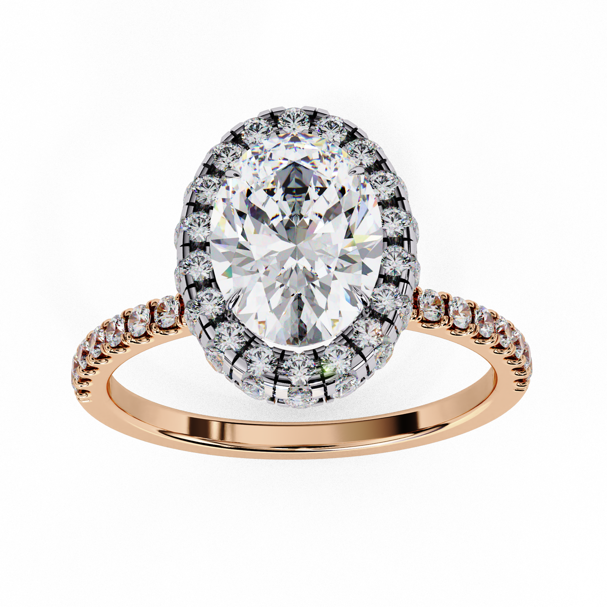 Classic Oval Cut Solitaire Ring with Pave Ring6