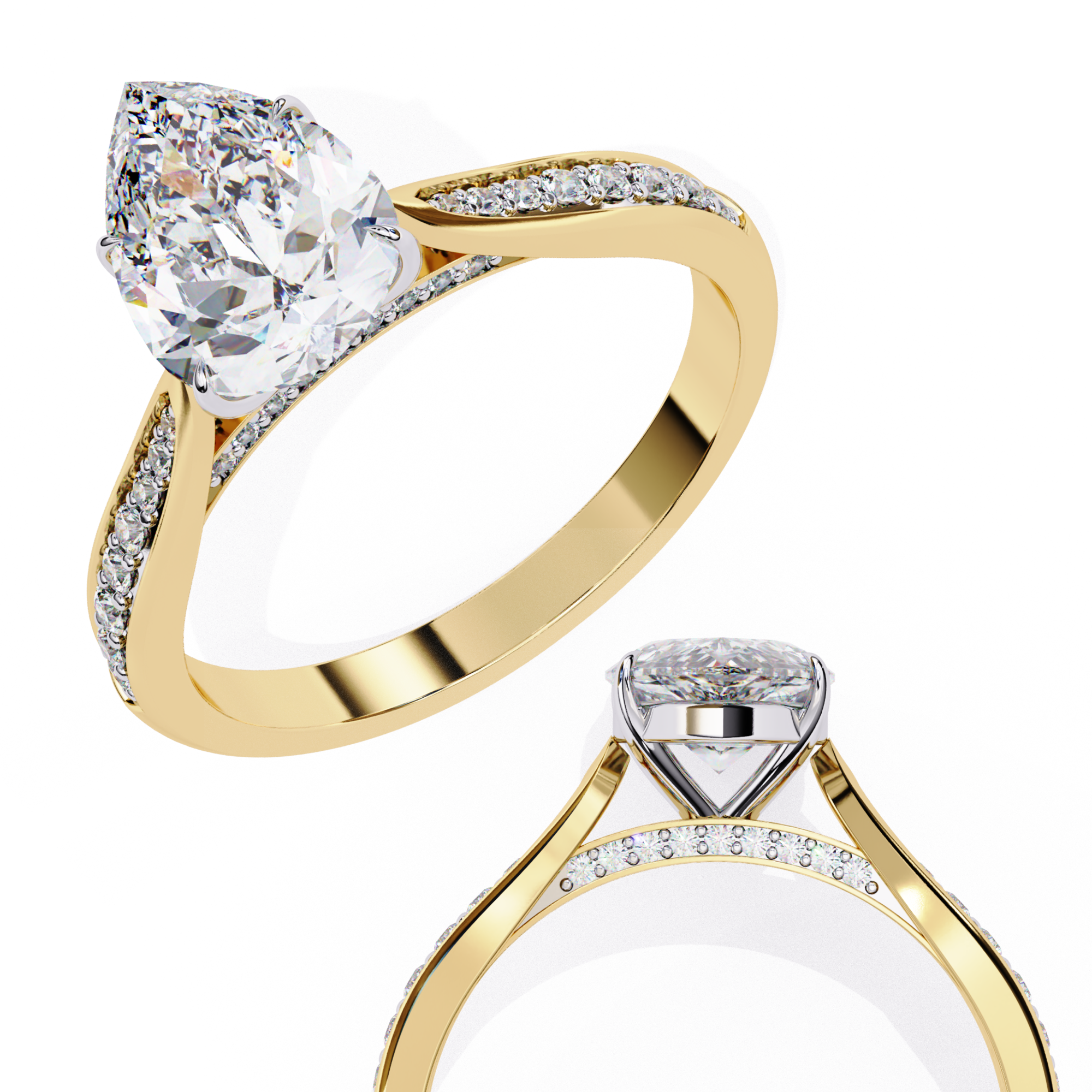 Classic Pear Shaped Lab Grown Diamond Ring5