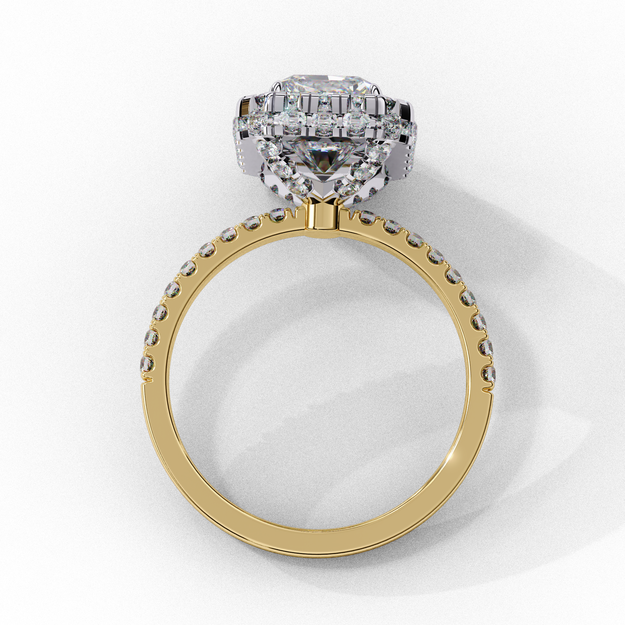 Classic Radiant Cut Solitaire Ring with Pave Ring4