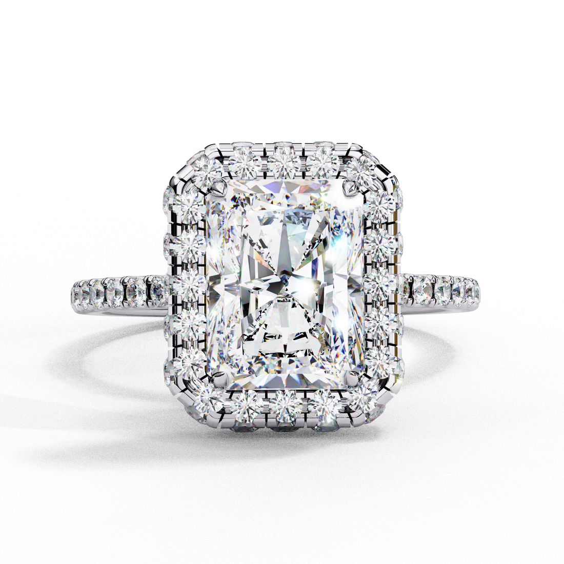 Classic Radiant Cut Solitaire Ring with Pave Ring9