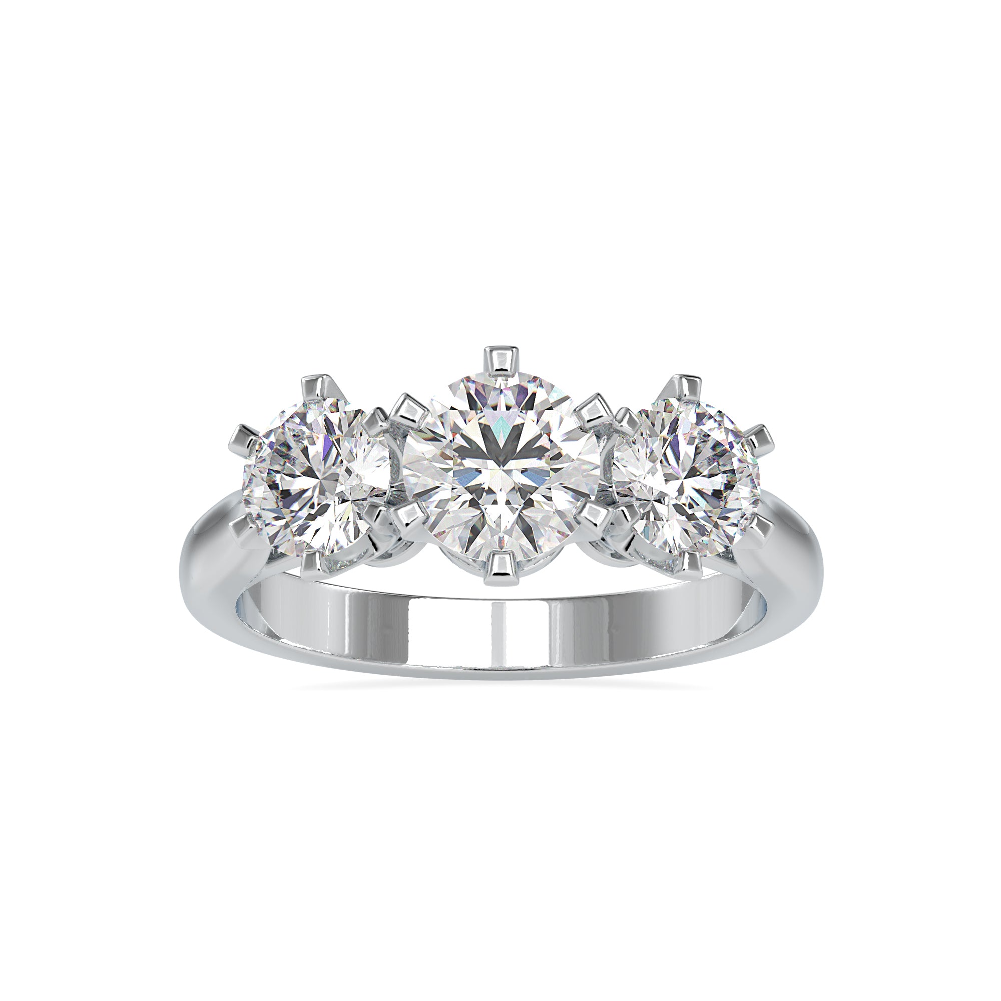 Classic Round Brilliant Trio Diamond Ring 8