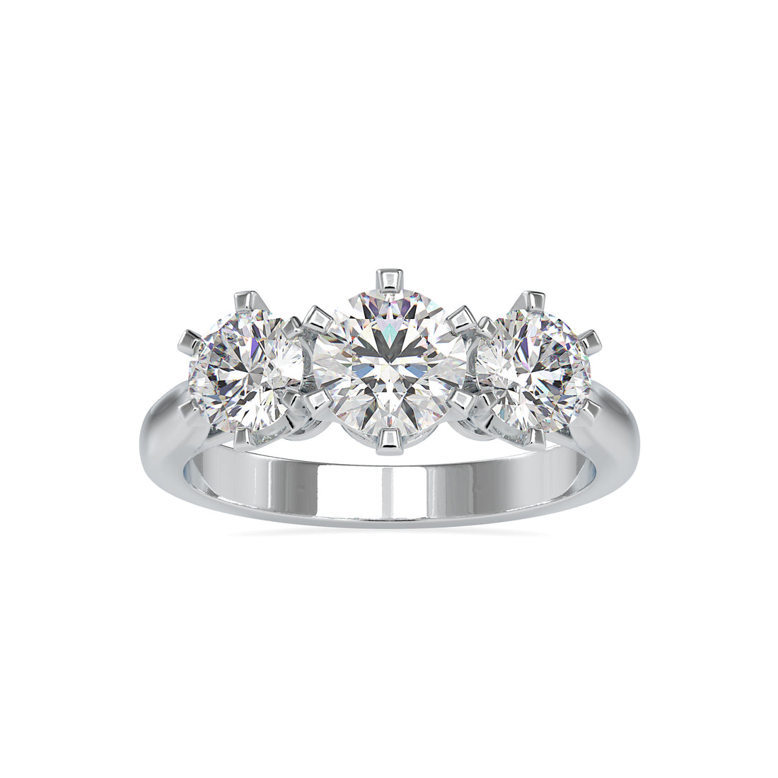 Classic Round Brilliant Trio Diamond Ring 8