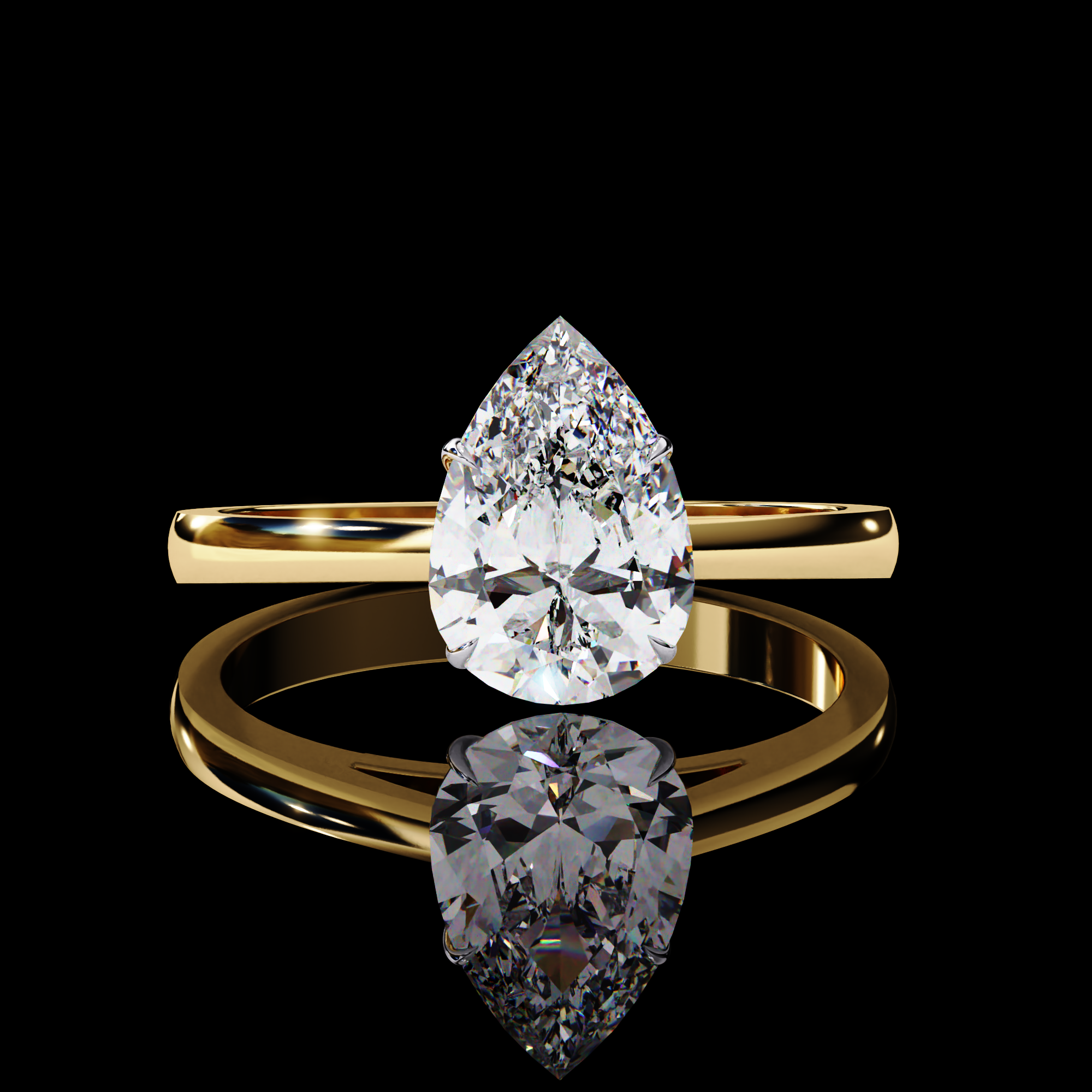 Classy Pear Solitaire Diamond Ring