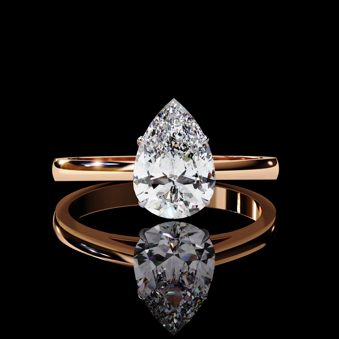 Classy Pear Solitaire Diamond Ring6