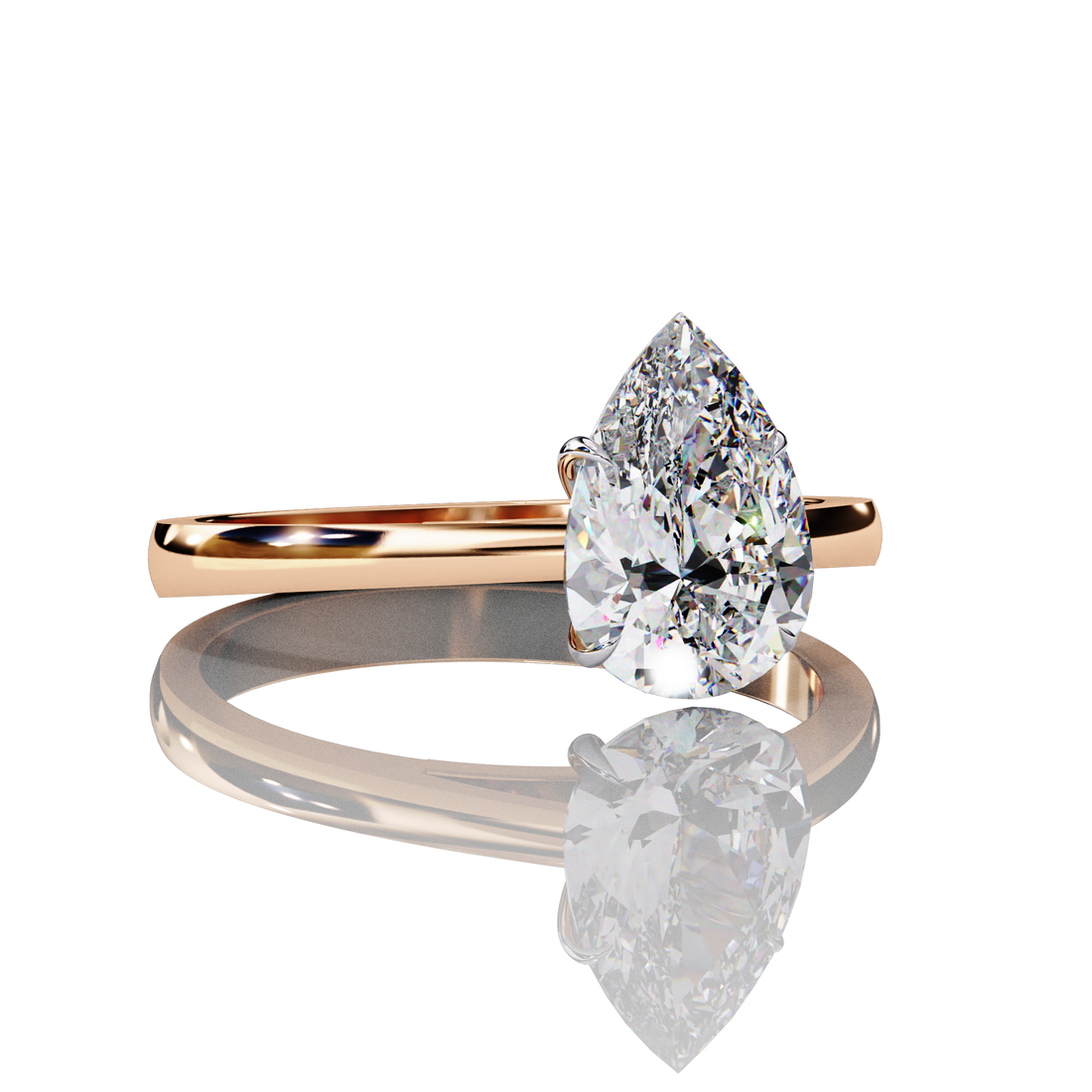 Classy Pear Solitaire Diamond Ring7
