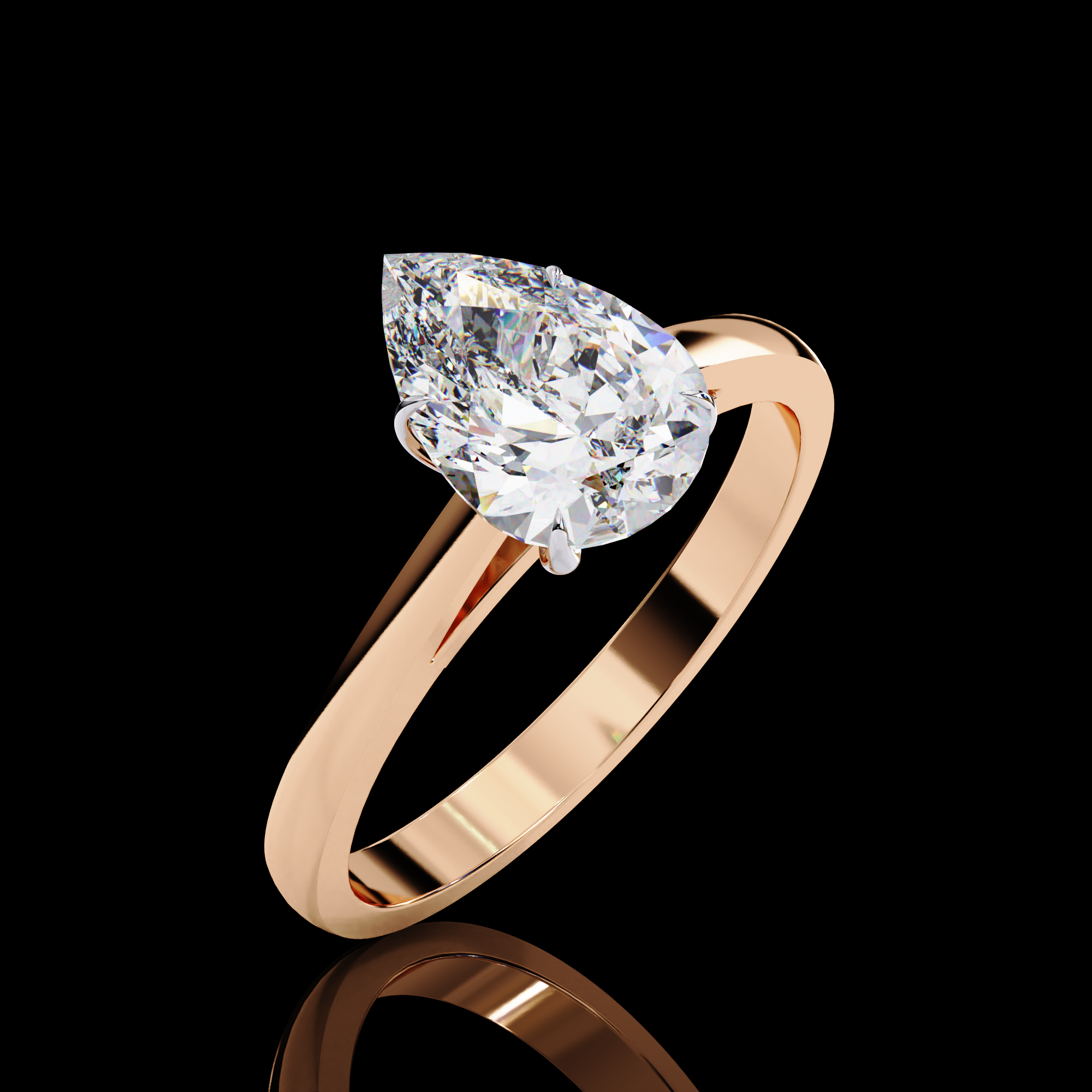 Classy Pear Solitaire Diamond Ring8