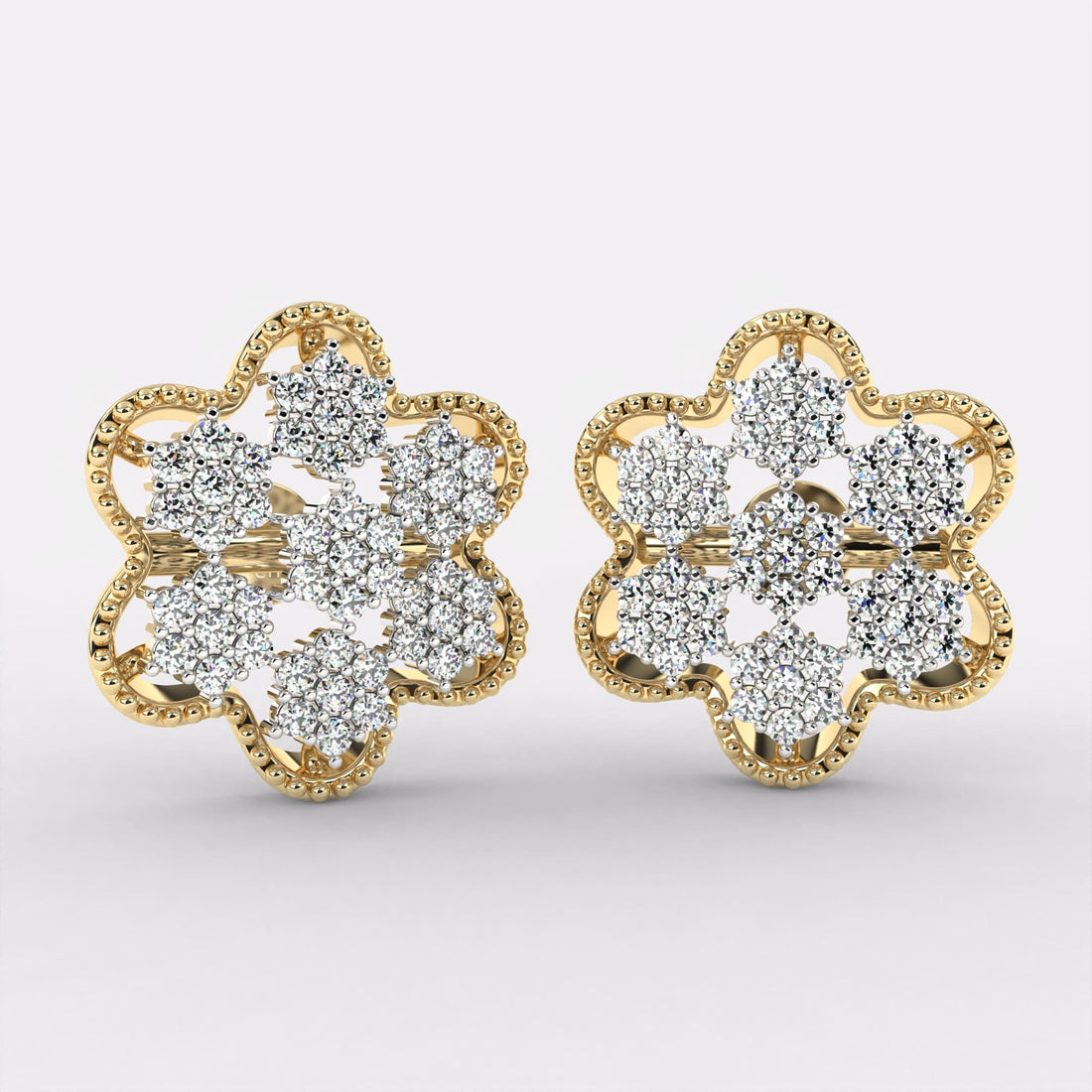 Cluster Flower Diamond Earrings