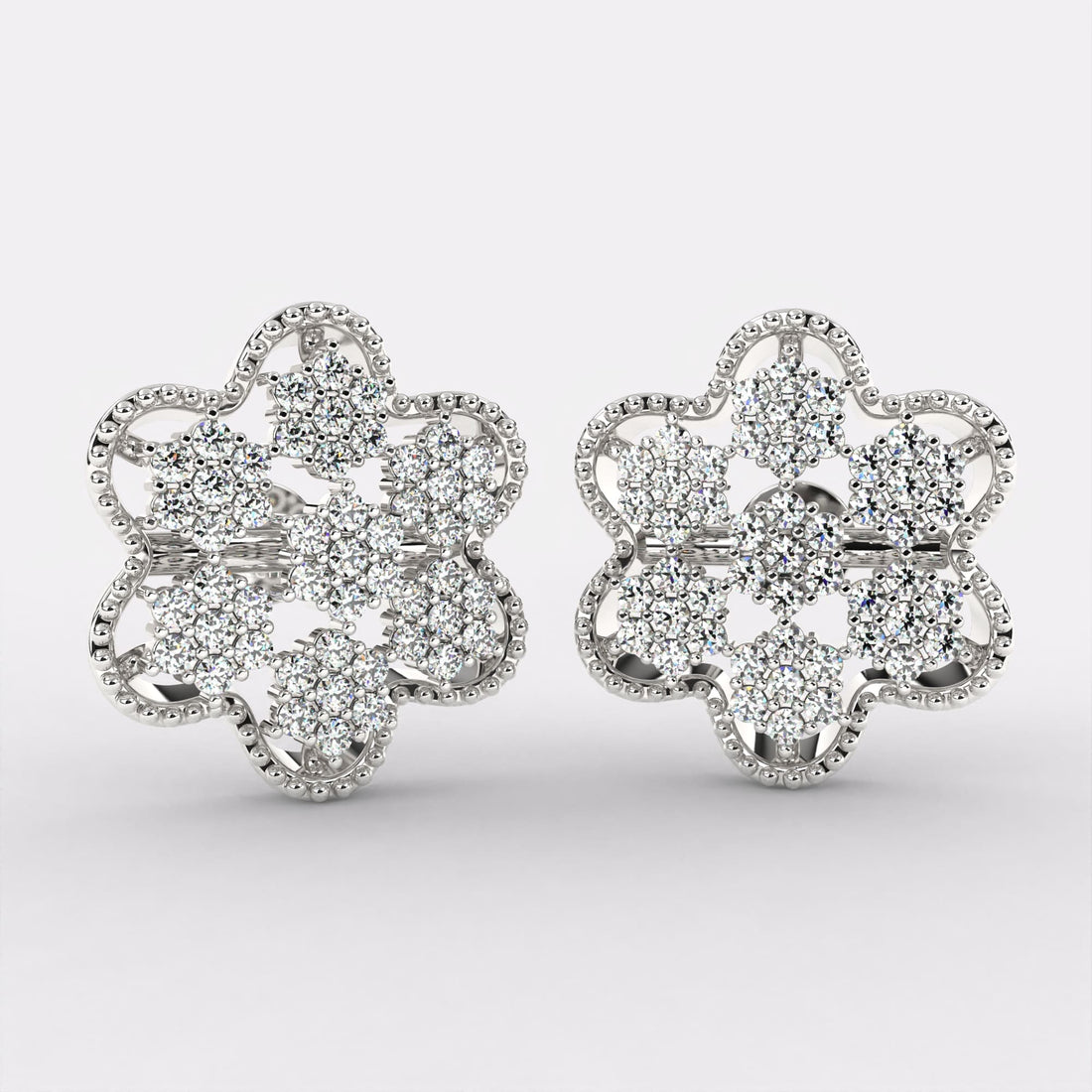 Cluster Flower Diamond Earrings