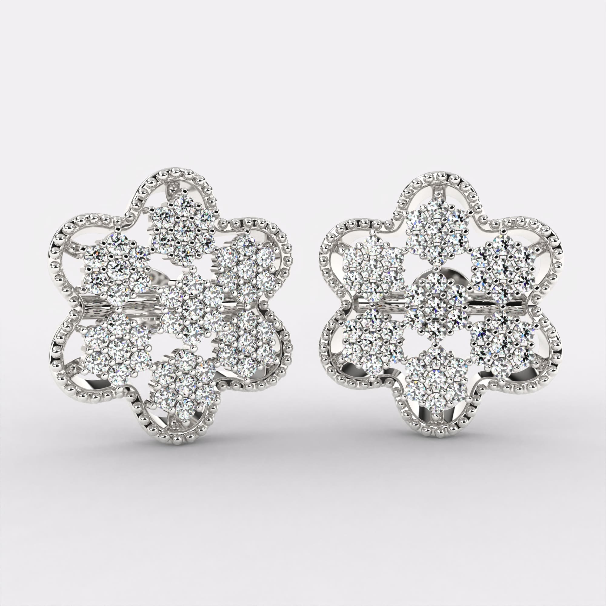 Cluster Flower Earrings in 925 Silver