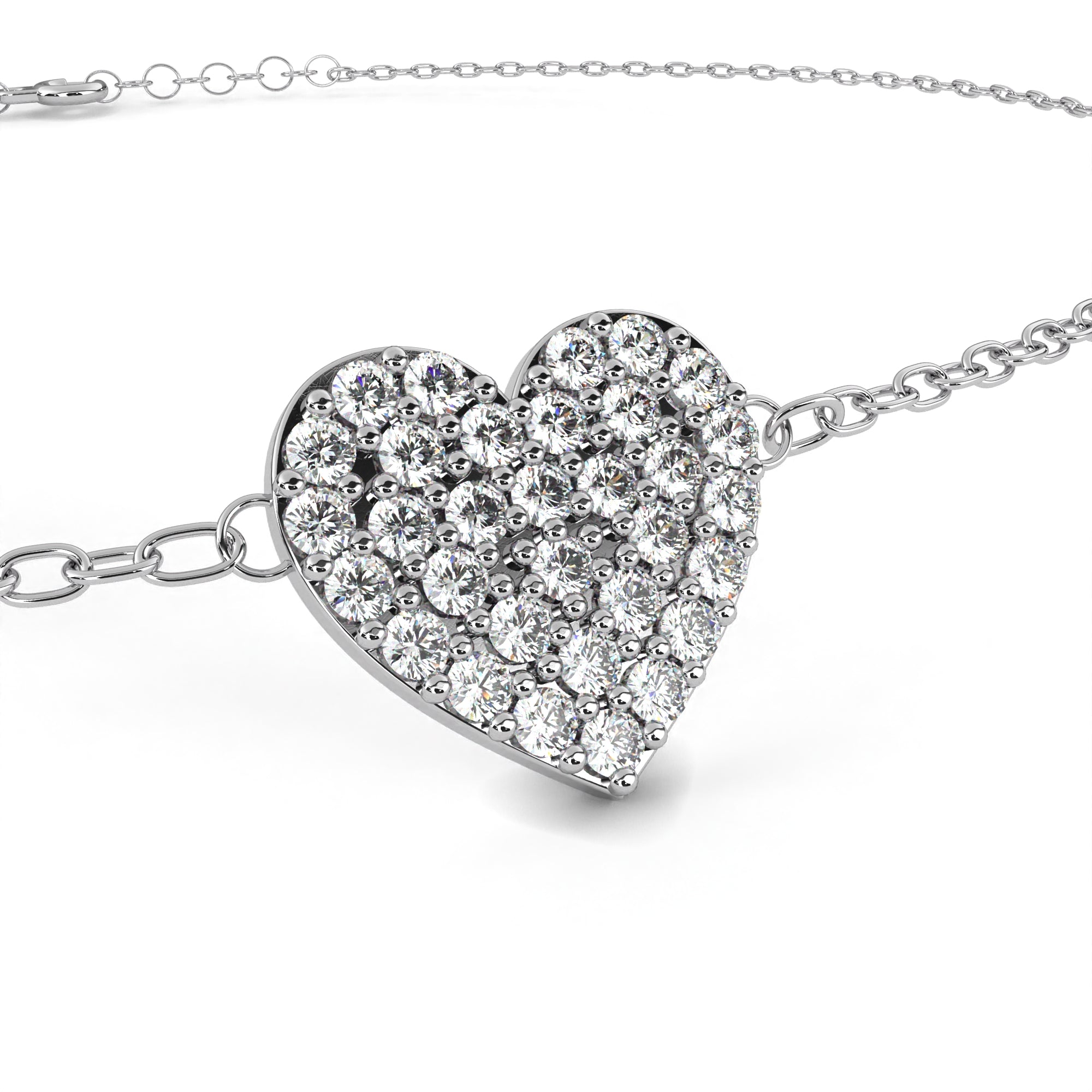 Cluster Heart Diamond Bracelet