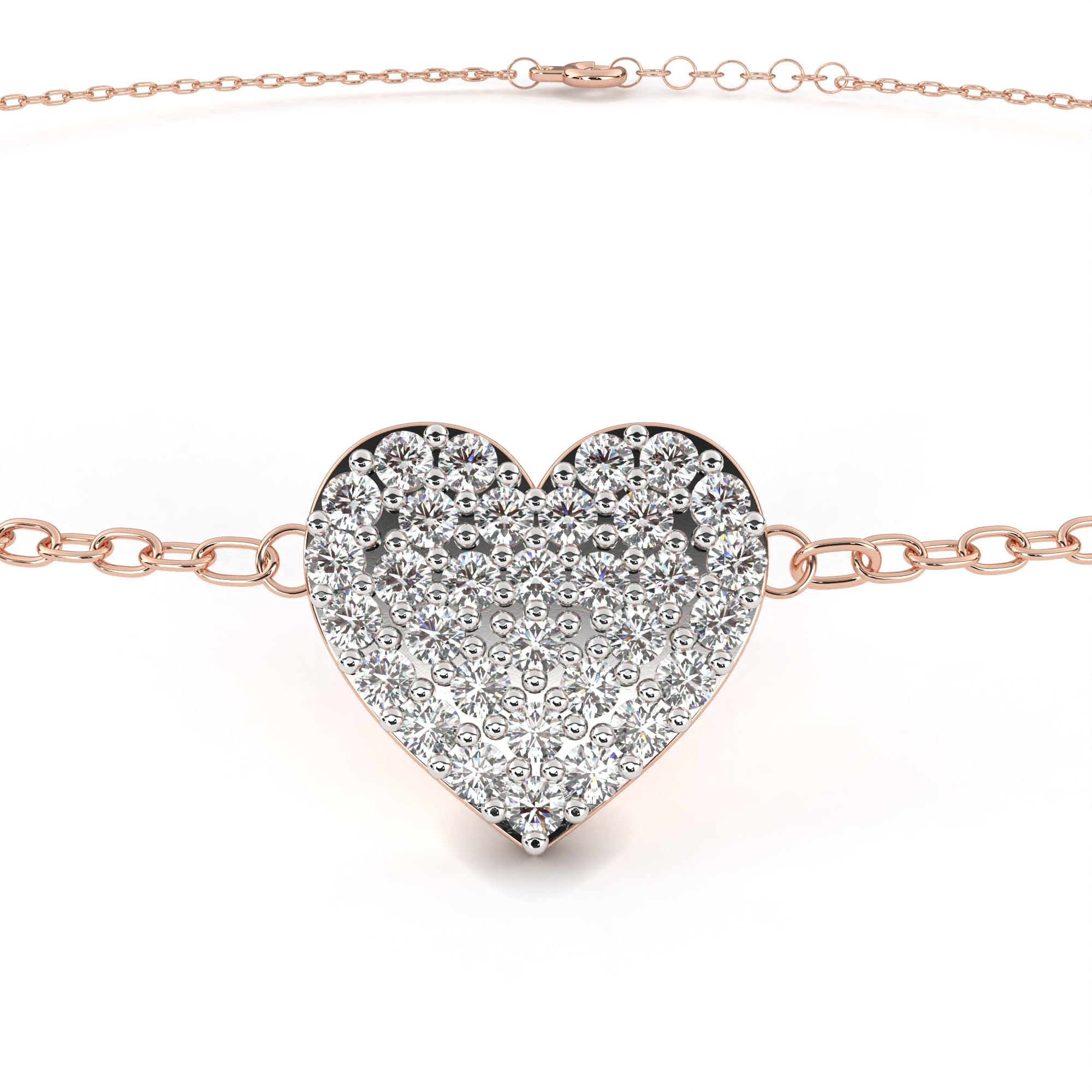 Cluster Heart Diamond Bracelet