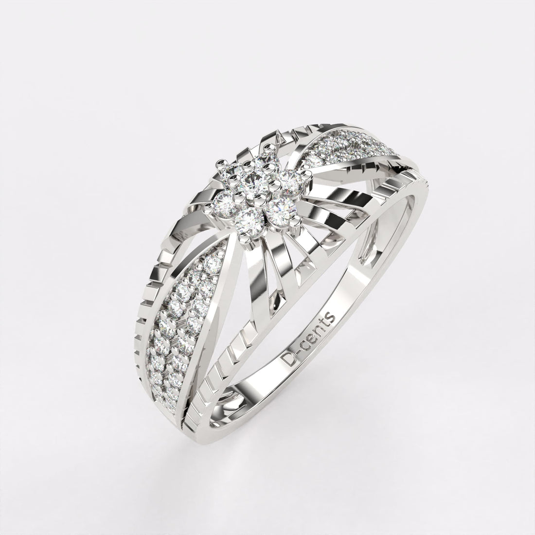 Cluster Plate Diamond Ring in 925 Silver