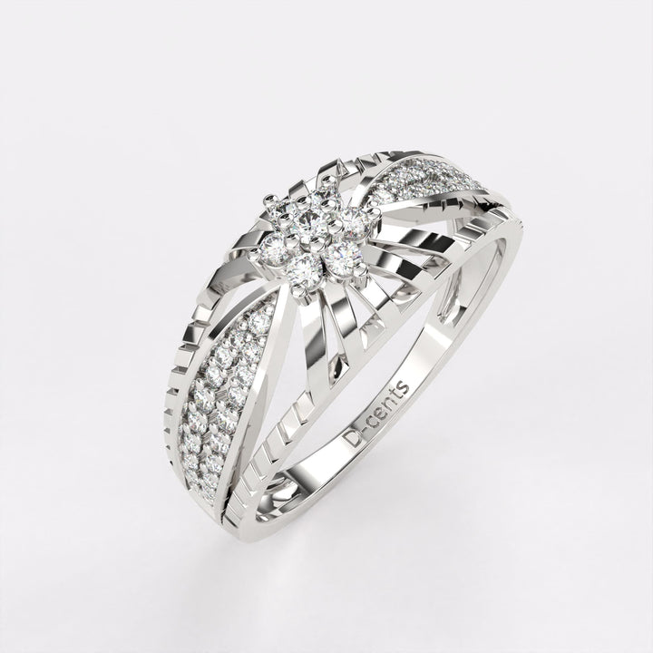 Cluster Plate Diamond Ring in 925 Silver