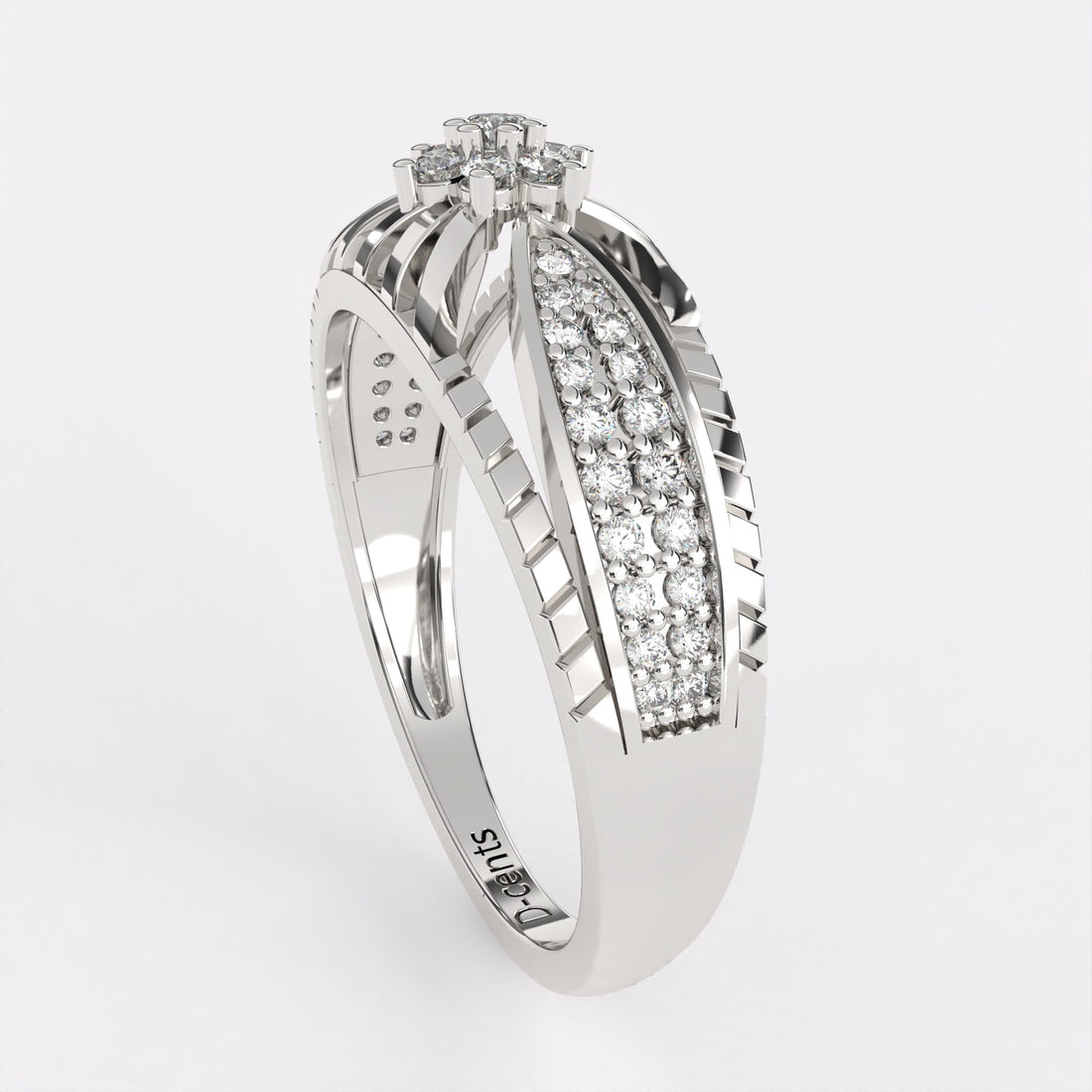 Cluster Plate Diamond Ring in 925 Silver