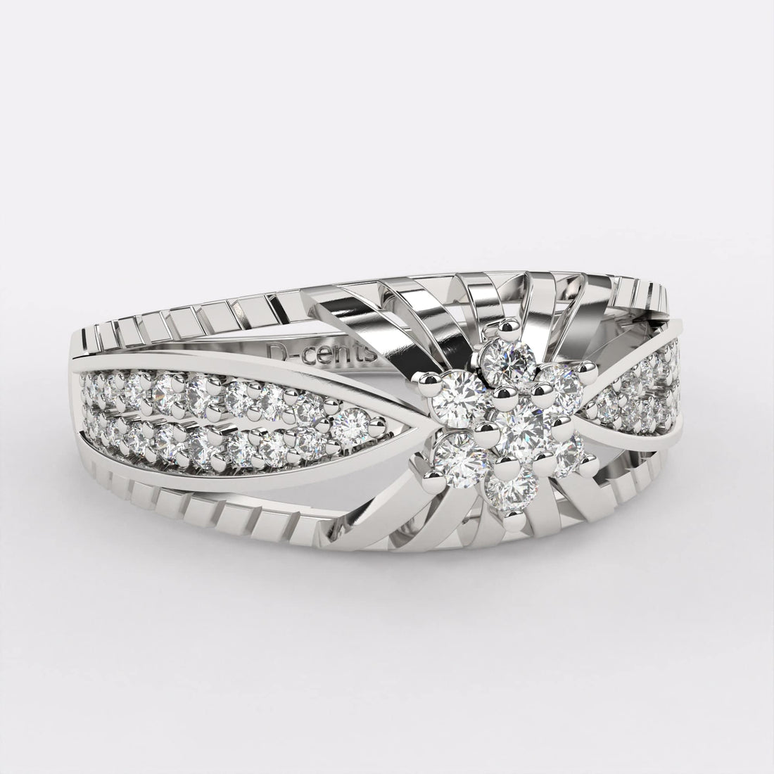 Cluster Plate Diamond Ring in 925 Silver