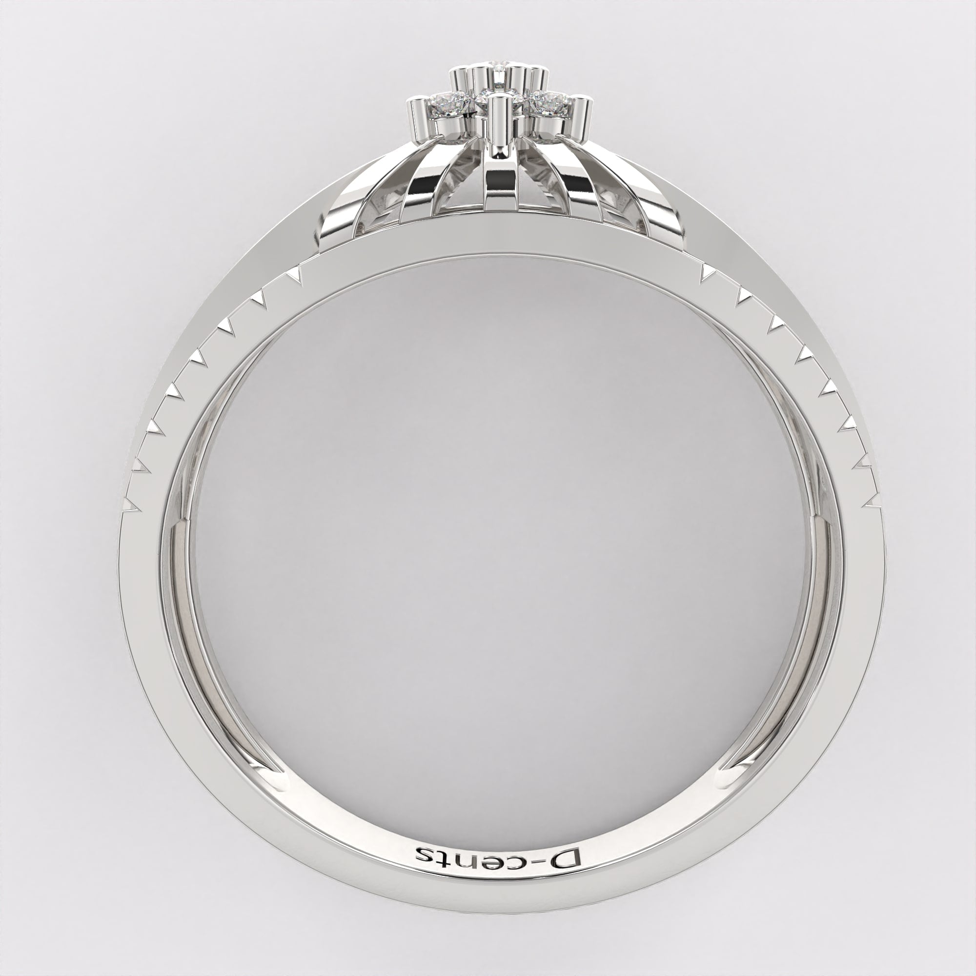 Cluster Plate Diamond Ring in 925 Silver