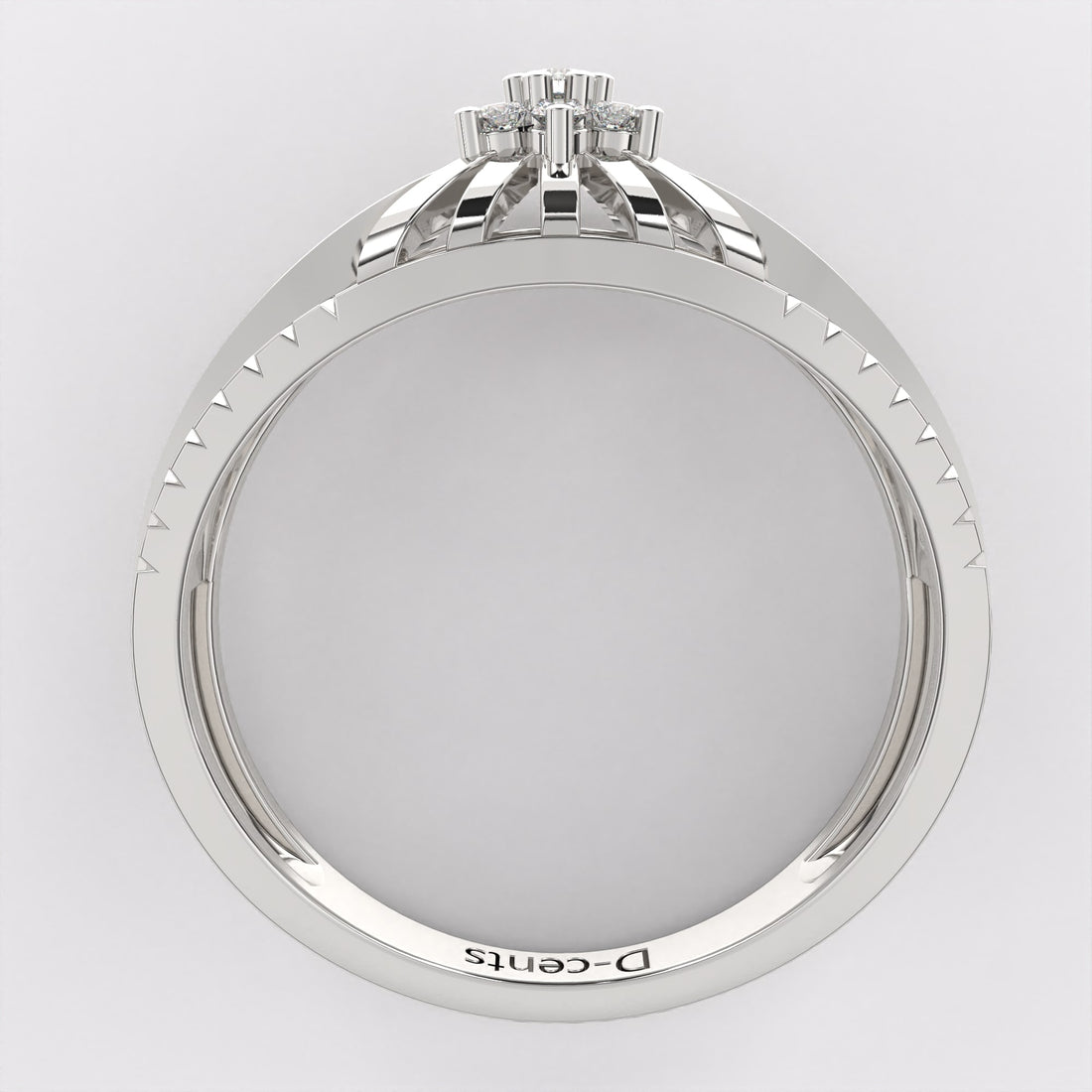 Cluster Plate Diamond Ring in 925 Silver