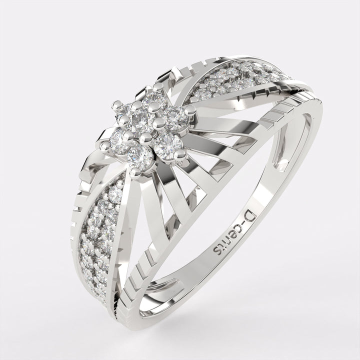 Cluster Plate Diamond Ring in 925 Silver
