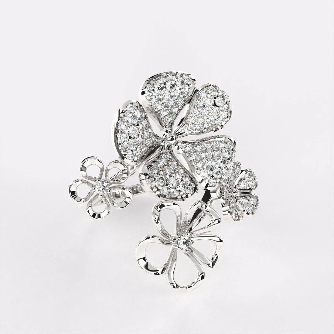 Cluttered Sparkling Diamond Ring in 925 Silver