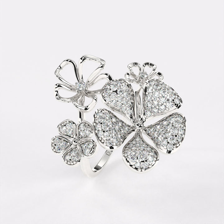 Cluttered Sparkling Diamond Ring in 925 Silver