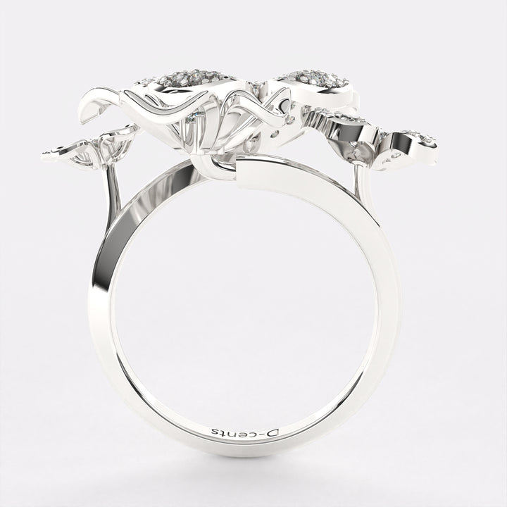 Cluttered Sparkling Diamond Ring in 925 Silver