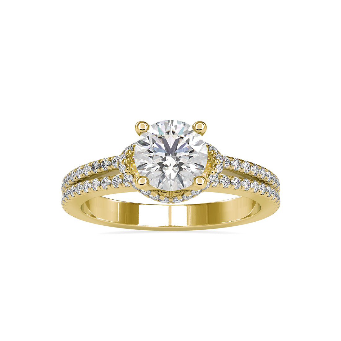 Crossover Halo-Free Diamond Solitaire Ring