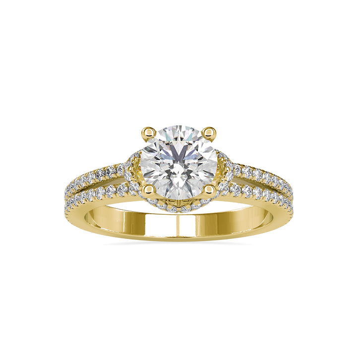 Crossover Halo-Free Diamond Solitaire Ring