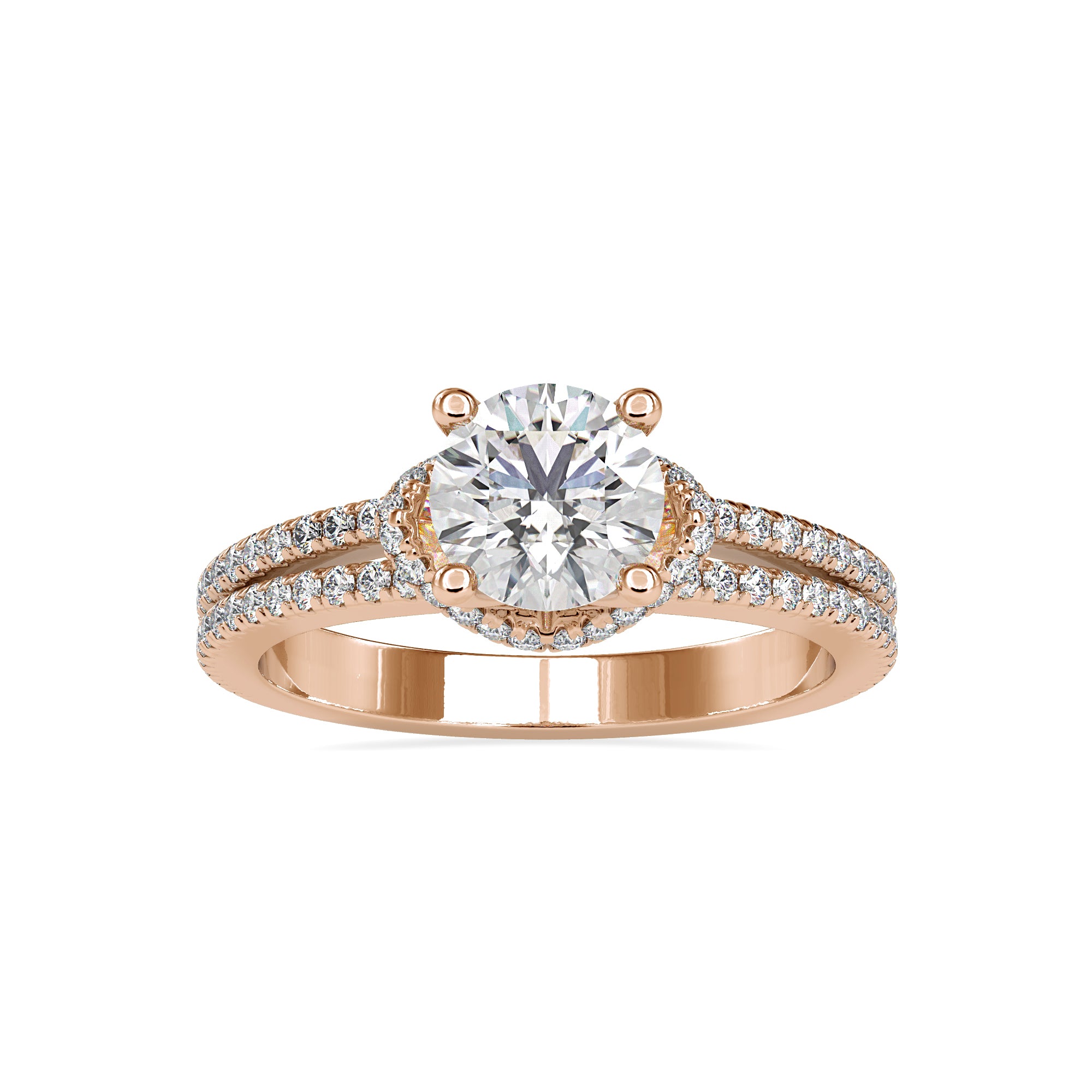 Crossover Halo-Free Diamond Solitaire Ring 2