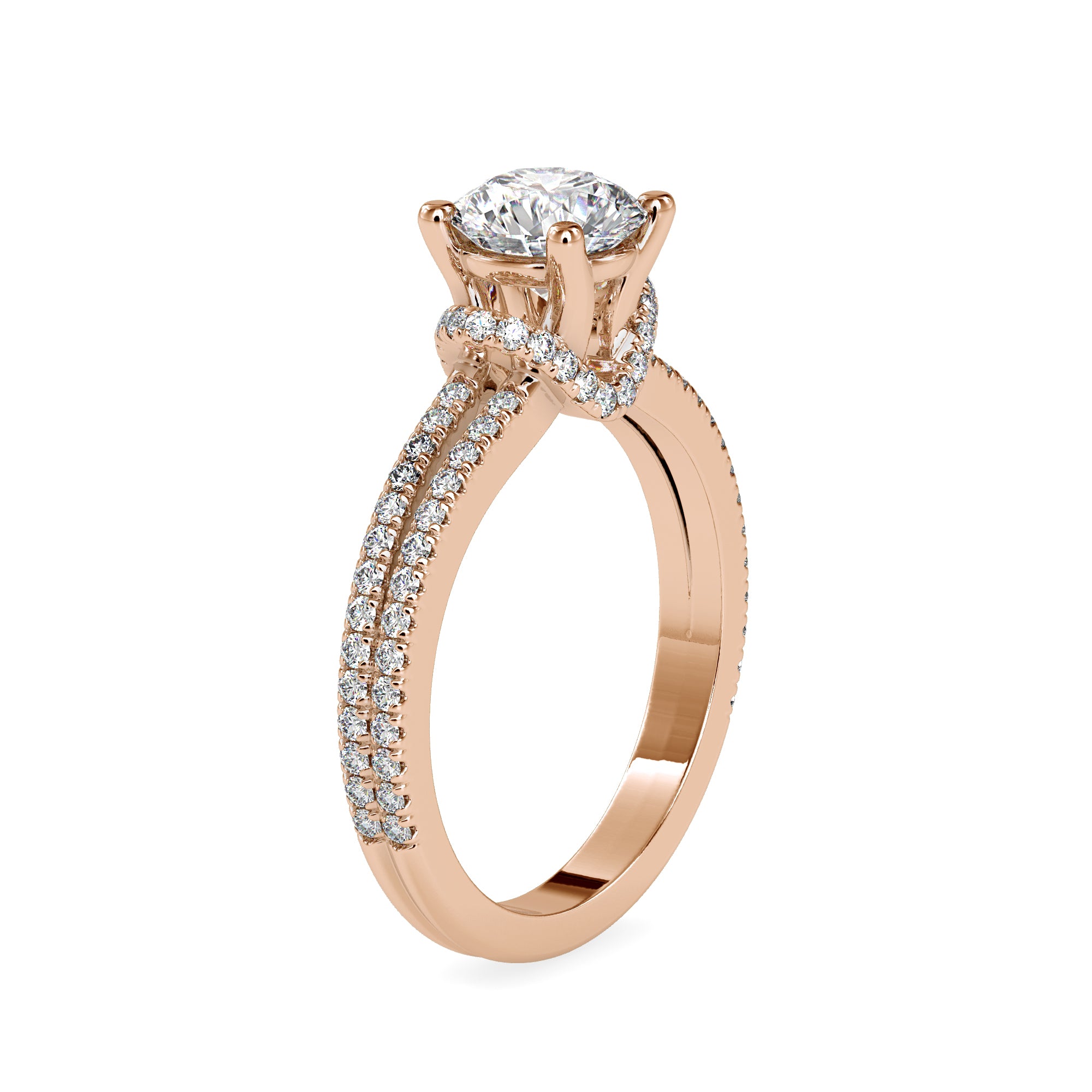 Crossover Halo-Free Diamond Solitaire Ring 3