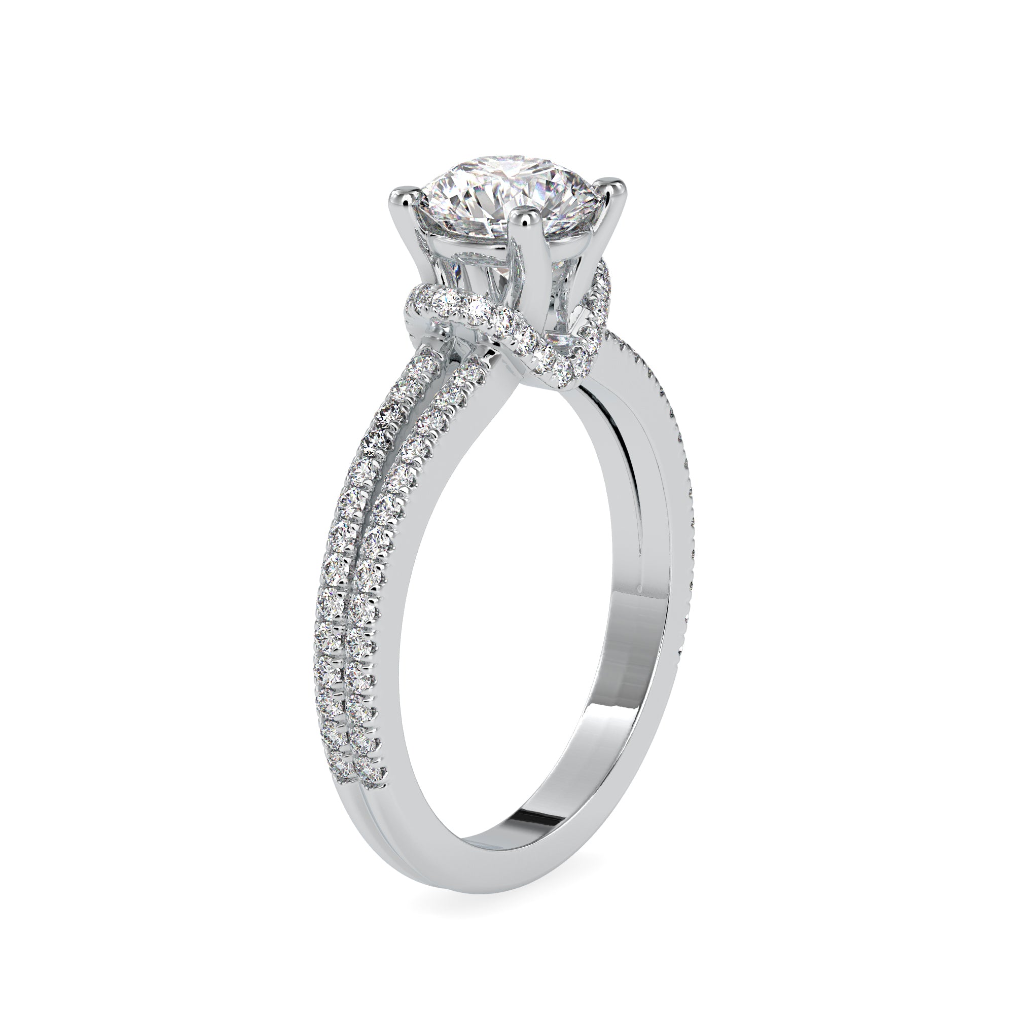Crossover Halo-Free Diamond Solitaire Ring 4
