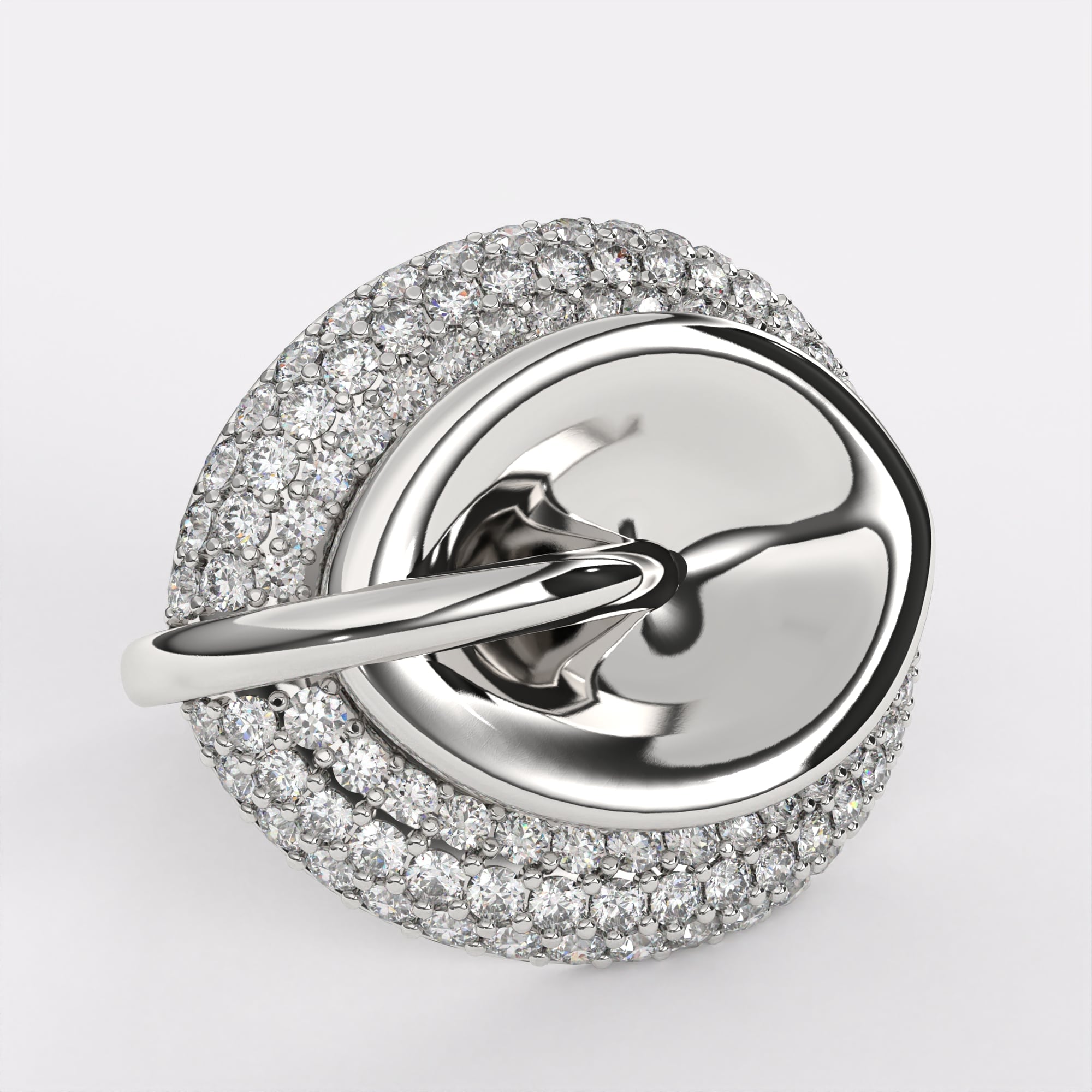 Curved Diamond Shell Ring in 925 Silver