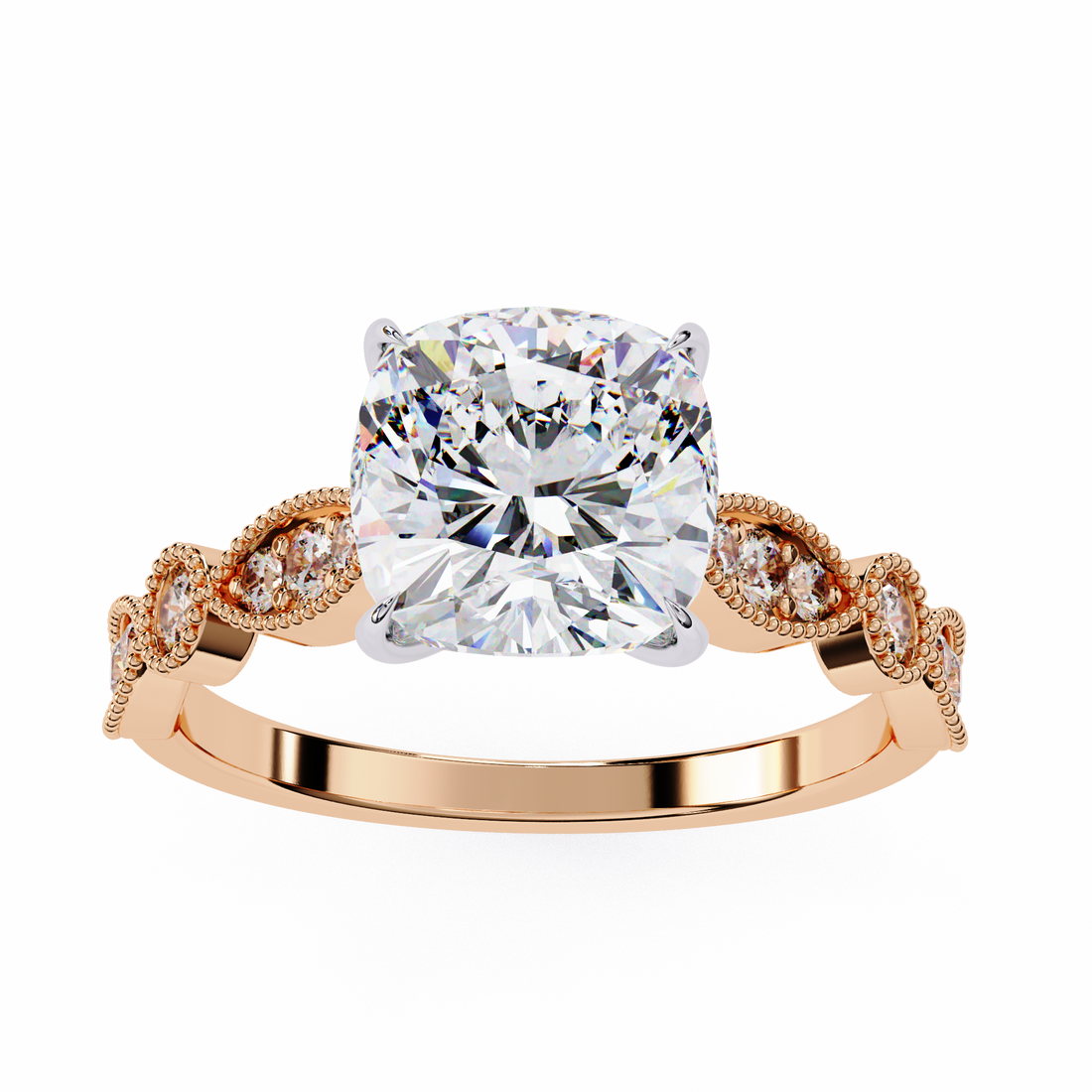 Cushion Cut Diamond Engagement Ring – Vintage Milgrain