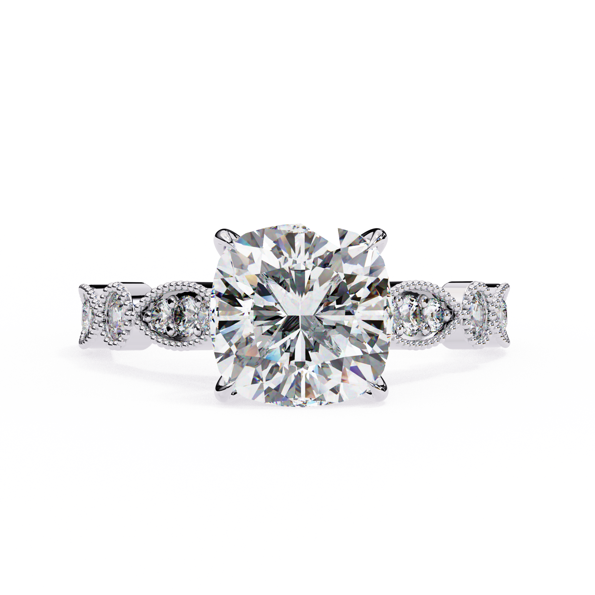 Cushion Cut Diamond Engagement Ring – Vintage Milgrain10