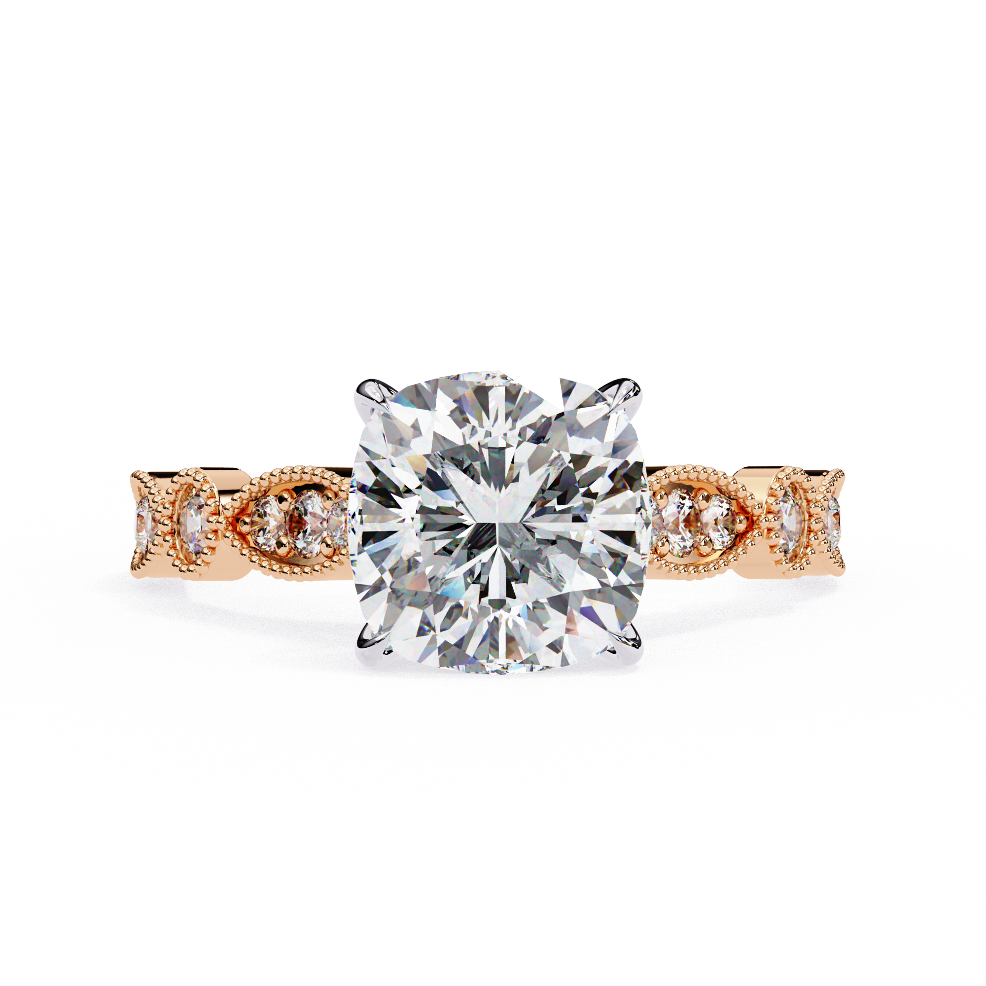 Cushion Cut Diamond Engagement Ring – Vintage Milgrain2