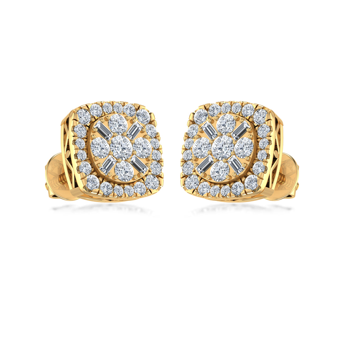 Cushion Cut Halo Cluster Lab Grown Diamond Earrings