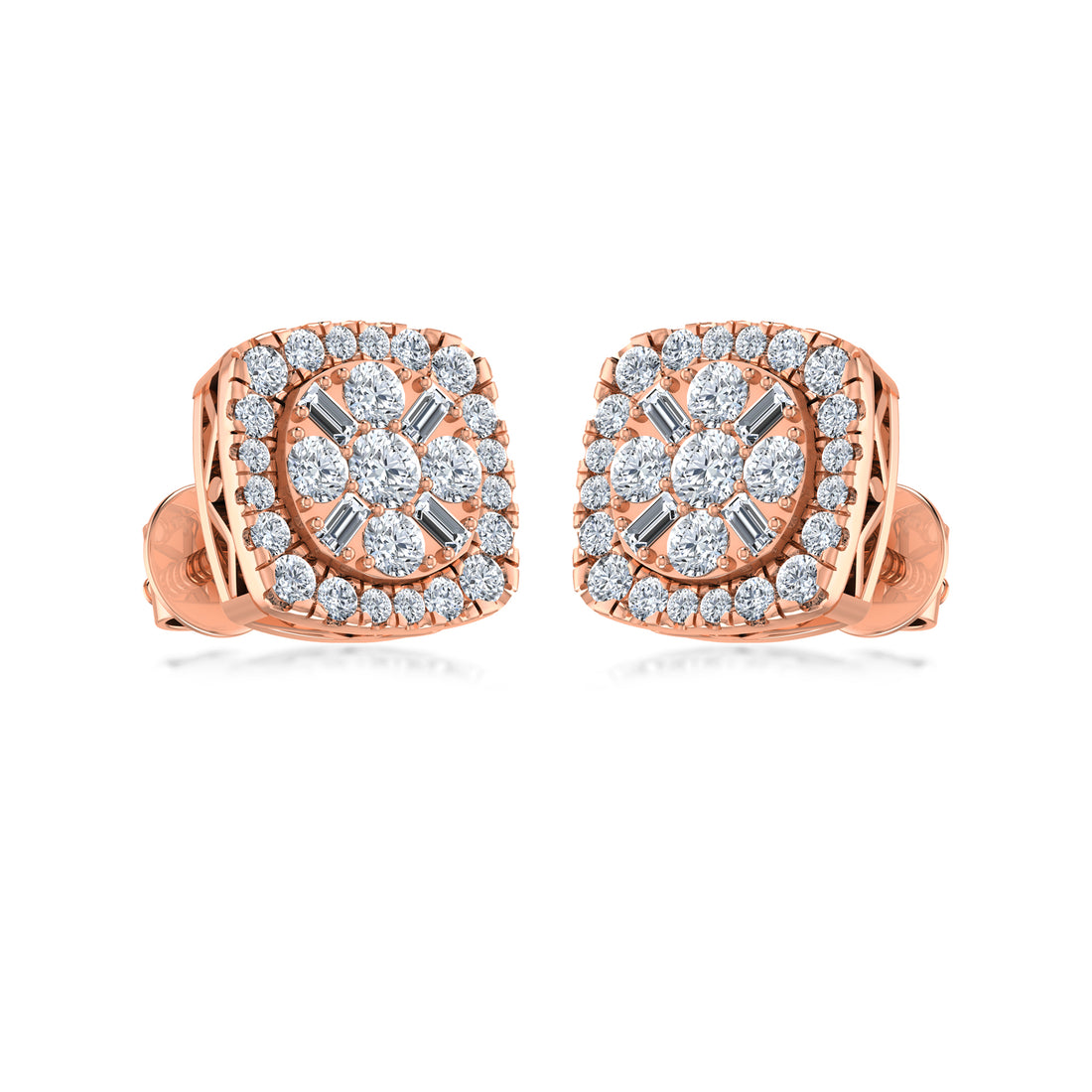 Cushion Cut Halo Cluster Lab Grown Diamond Earrings